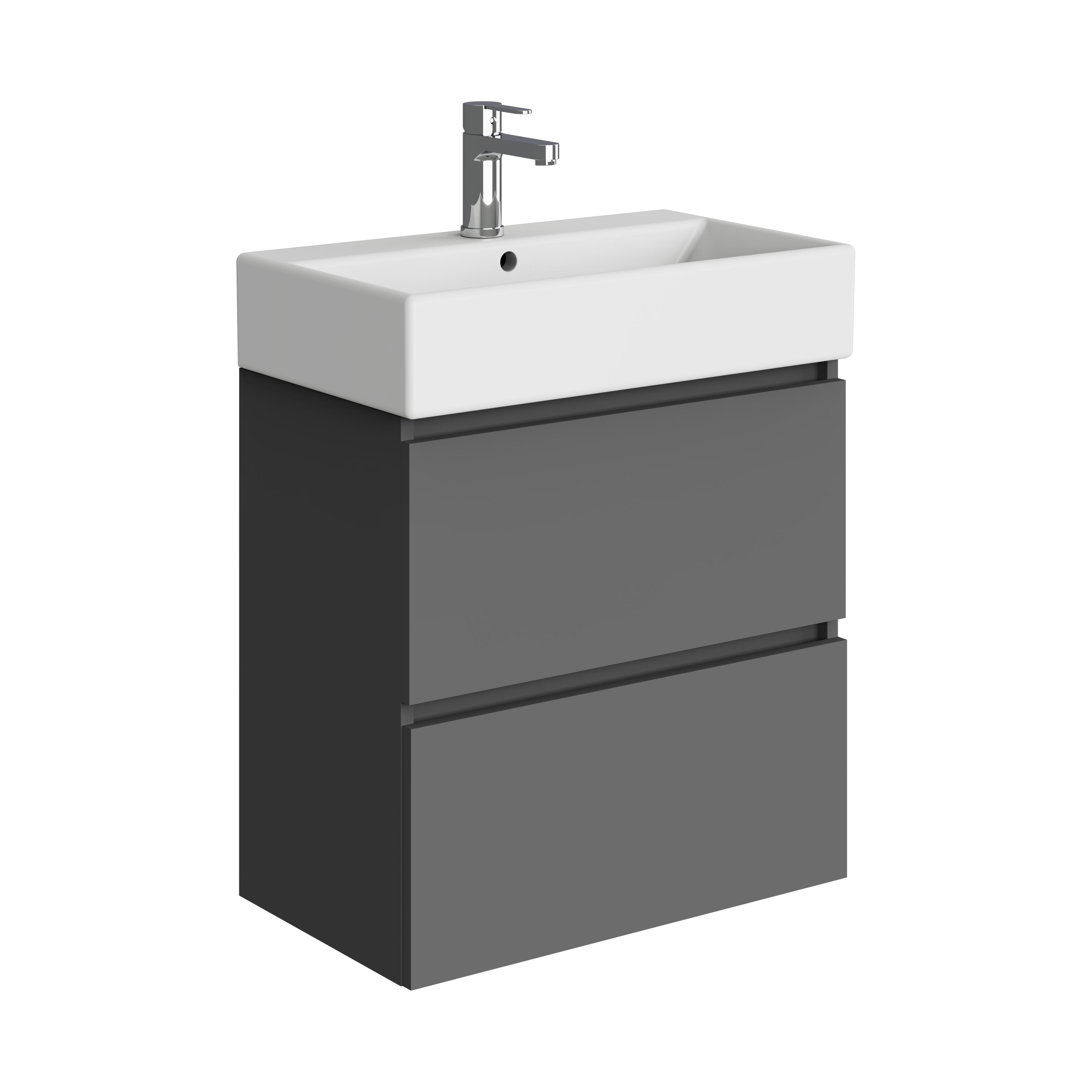 Mueble de baño con lavabo  Espacio L gris oscuro mate 60x35 cm - 2
