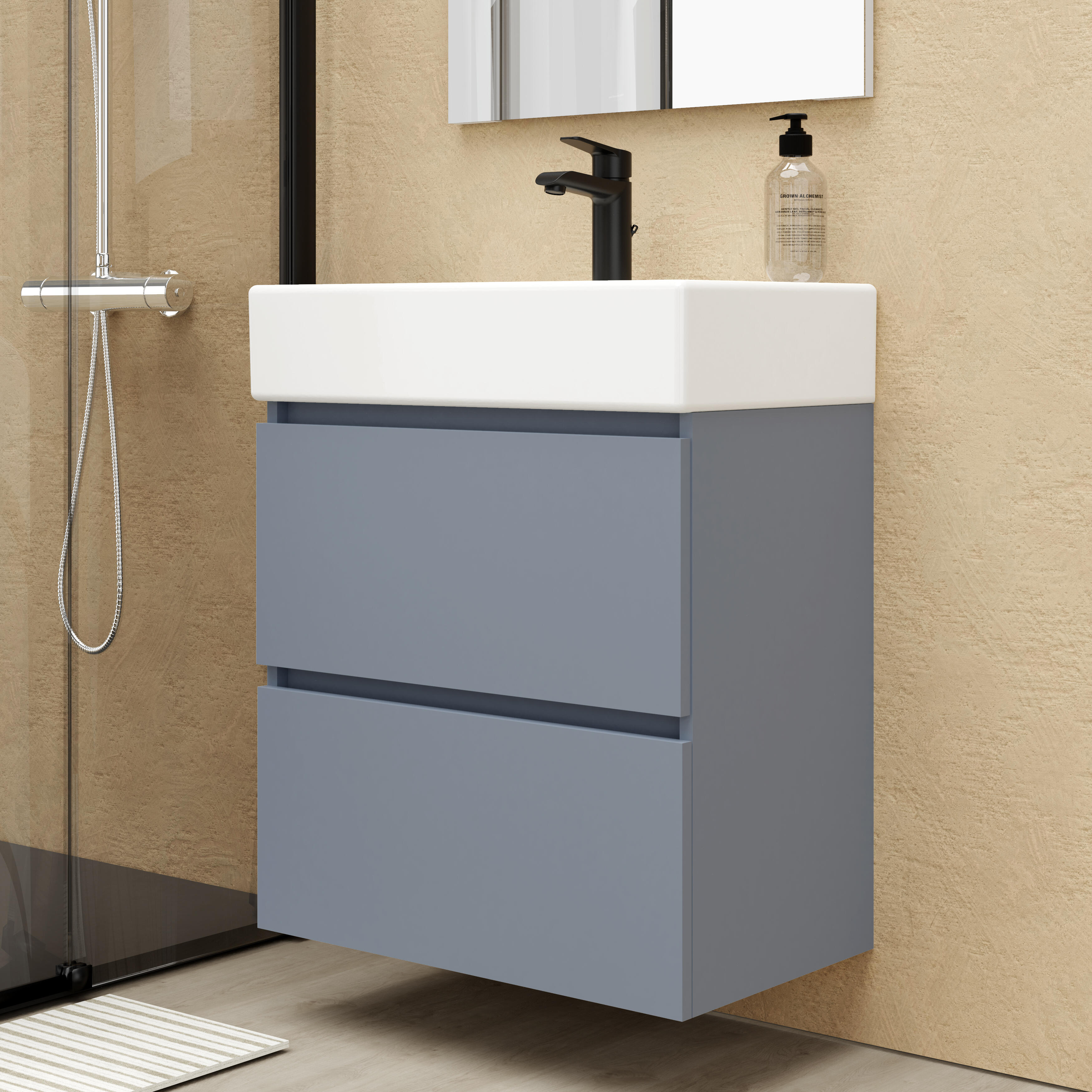 Mueble de baño con lavabo  Espacio L azul mate 60x35 cm - 4