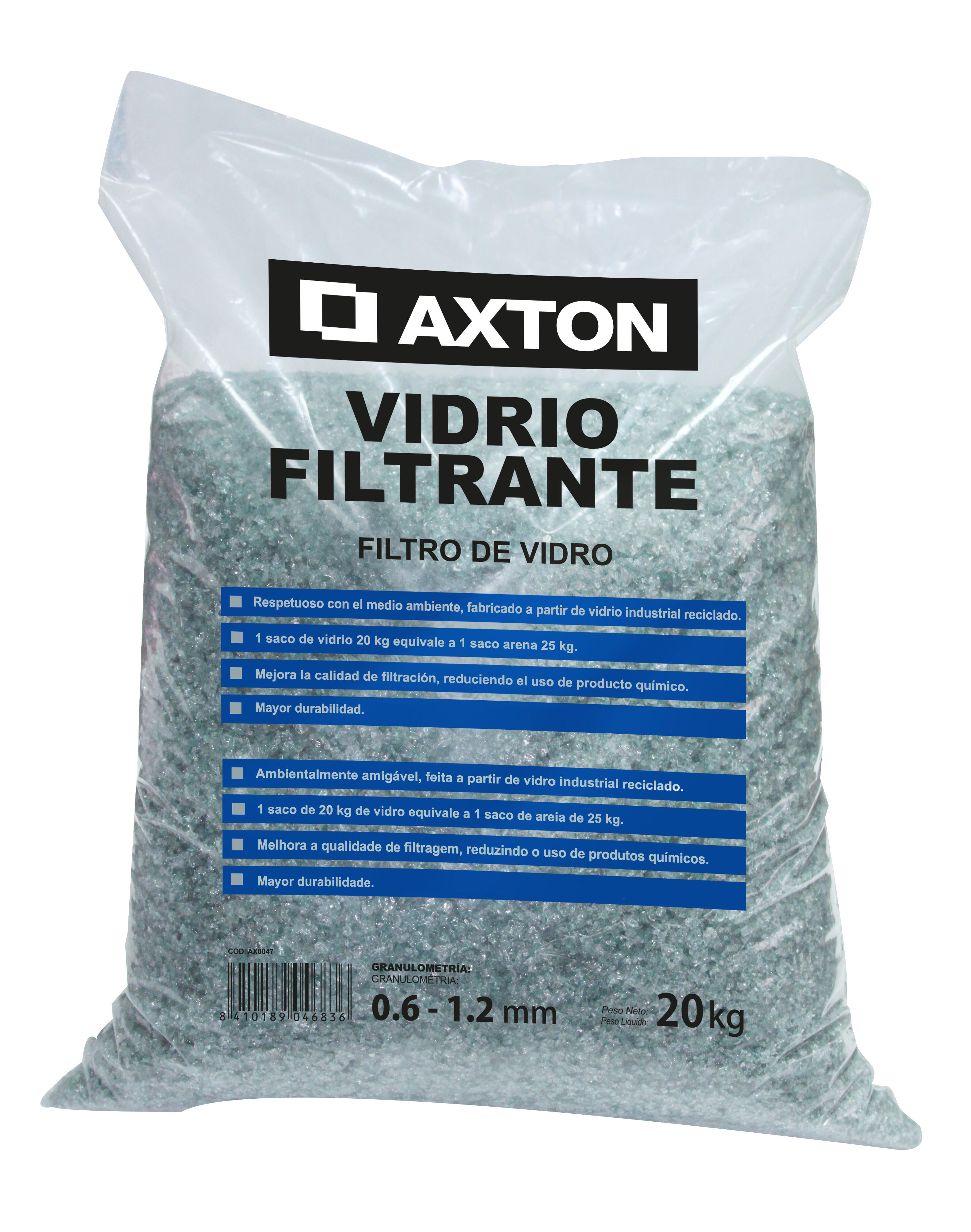 Filtro de arena qp de abs y 40 cm para piscinas de 50 m3 + saco de vidrio filtrante para filtro de piscina axton 20 kg