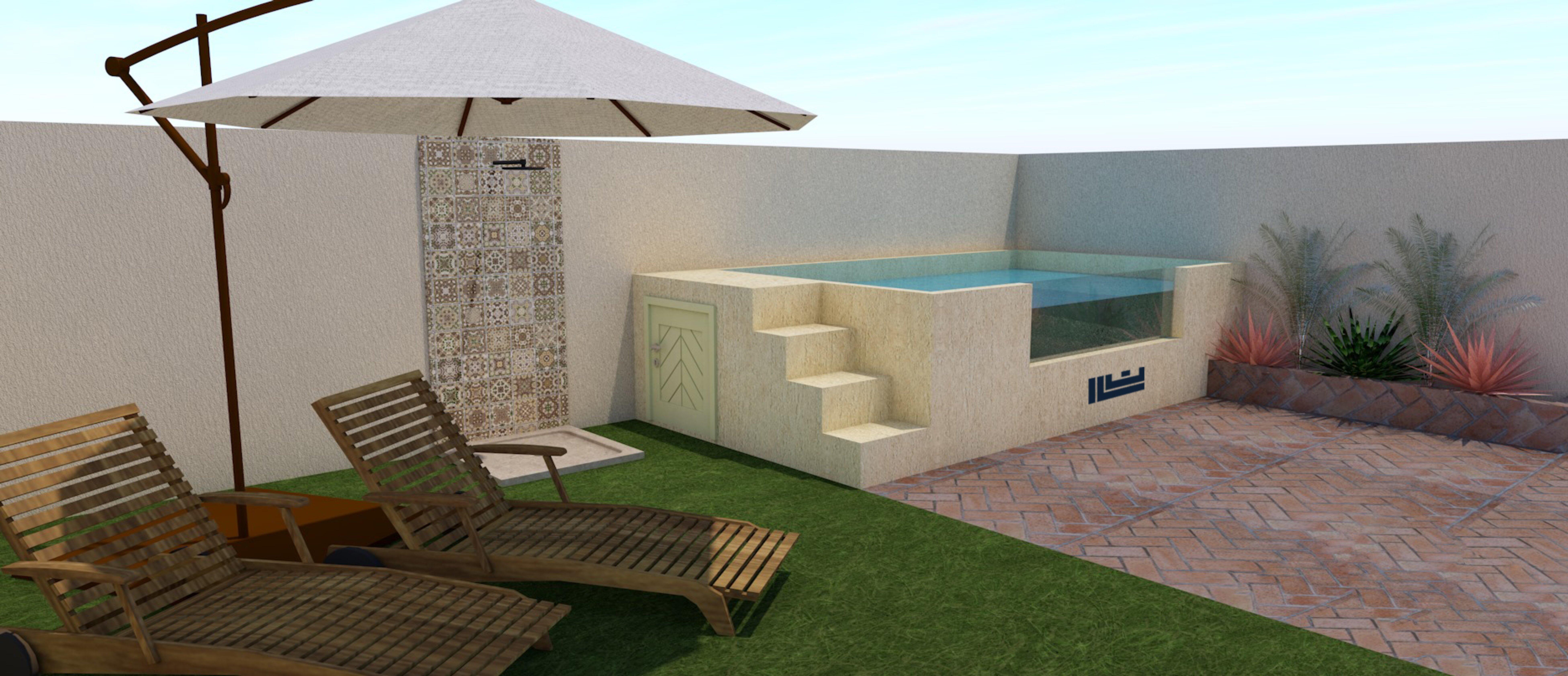 Piscina elevada de acero galvanizado amarilla rectangular 3x2x0.95 m con depuradora de arena y escalera de seguridad QP - 5