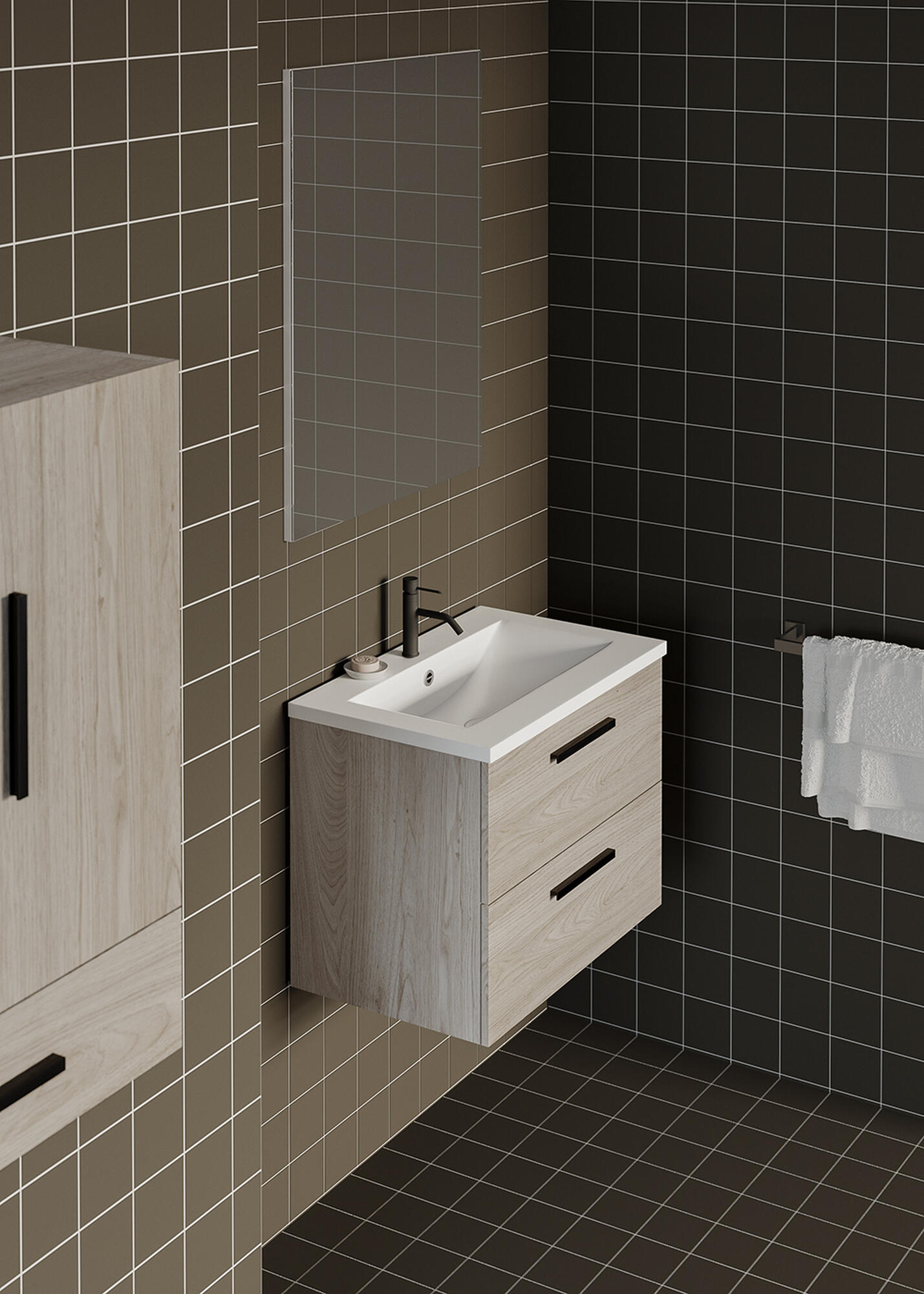 Mueble de baño con lavabo madrid castaño 60x45 cm