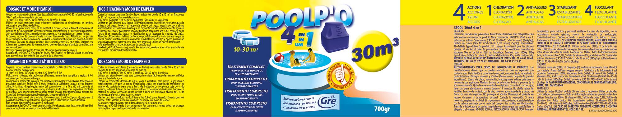 Cloro 4 efeitos pastilha 700gr Gre Poolp'o - 7
