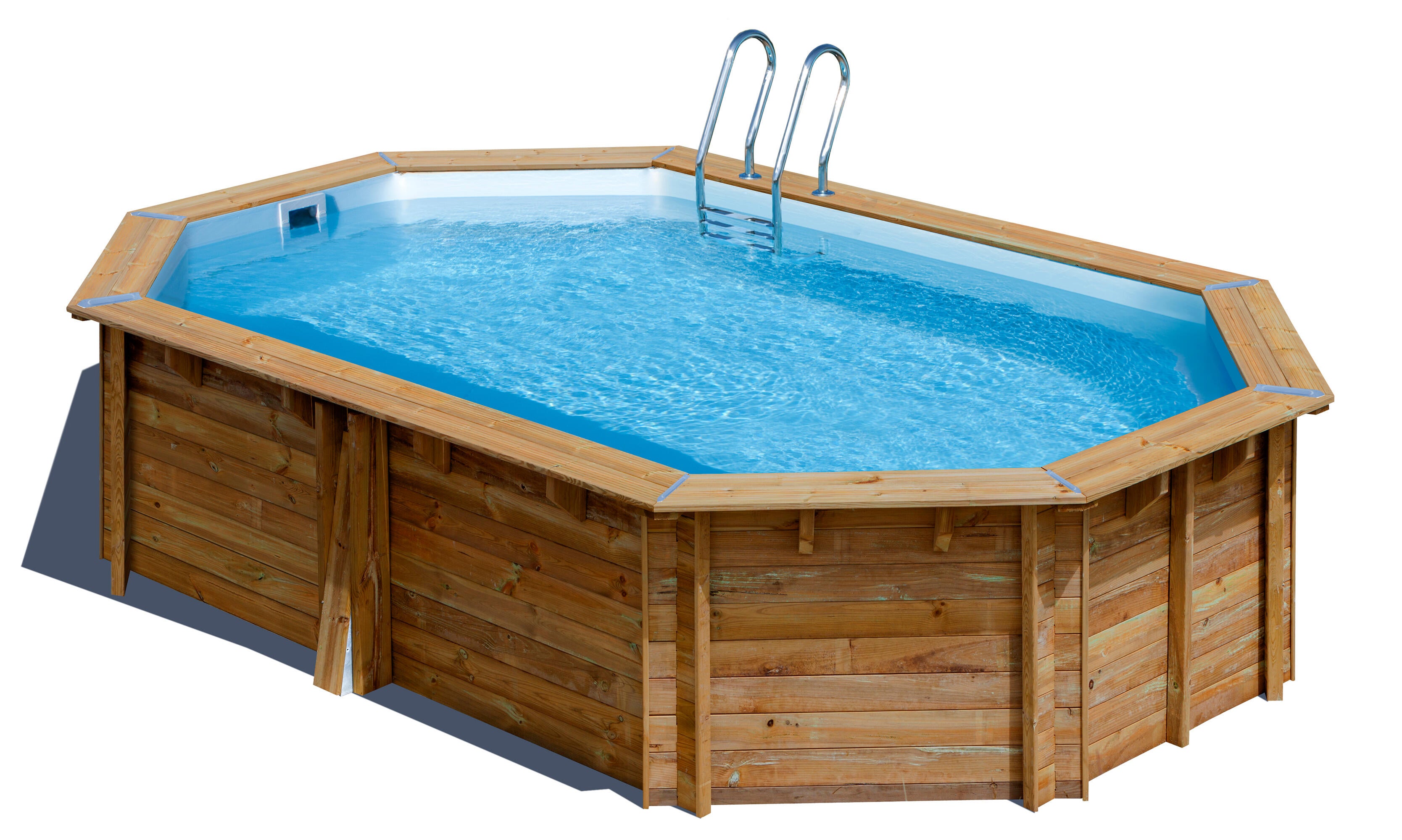Piscina desmontable de madera ovalada gre 5.35 x 3.35 x 1.17 m