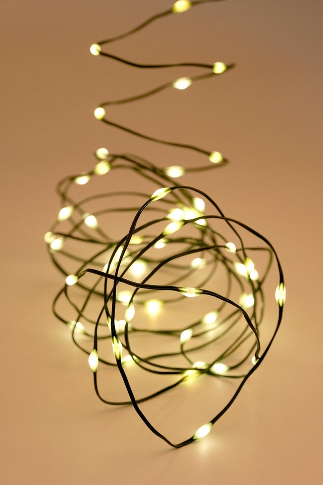 Grinalda iluminada interior/exterior 60 leds branco quente 30cm