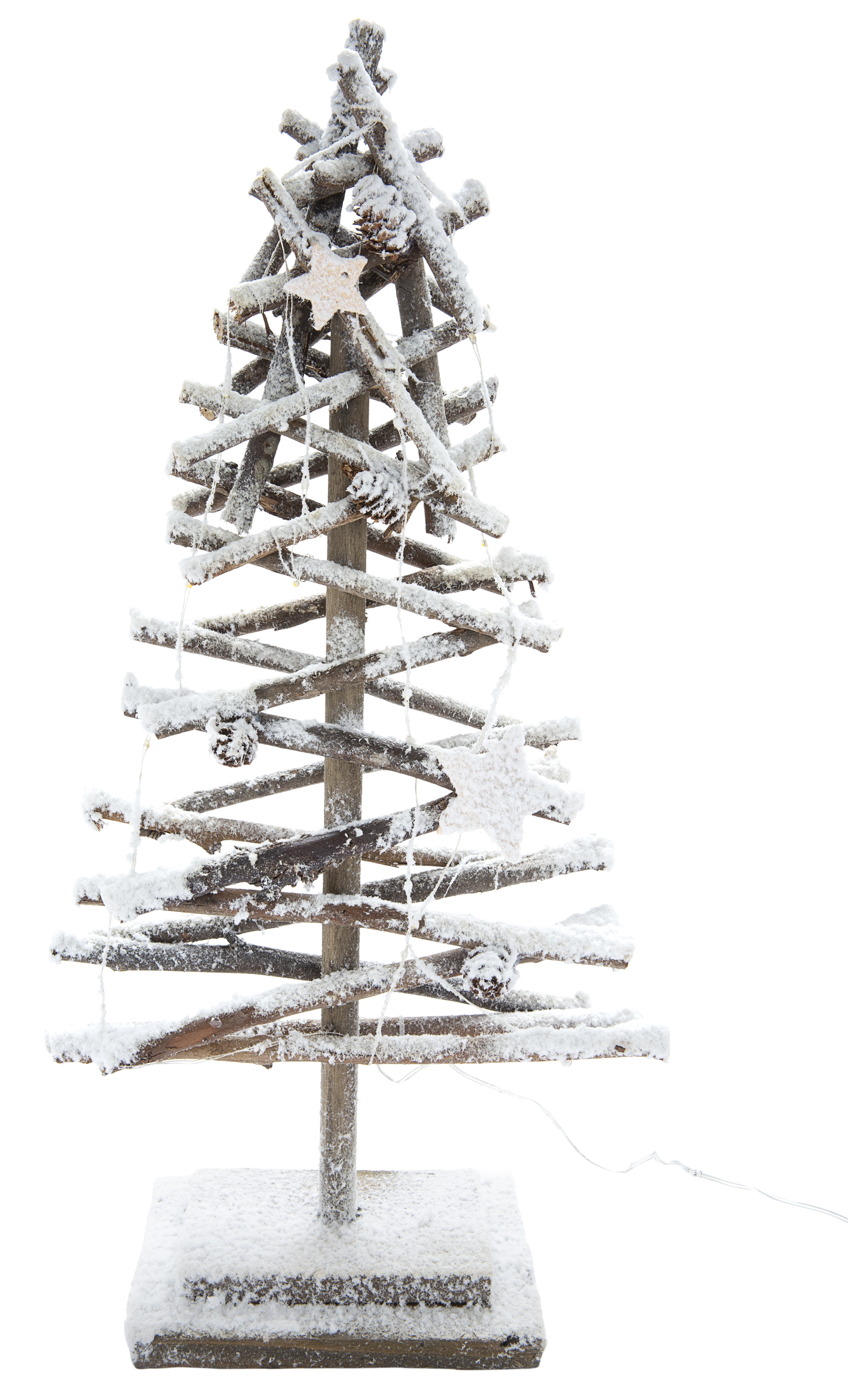 Árbol de Navidad nevado de madera con luz 50 cm - 8