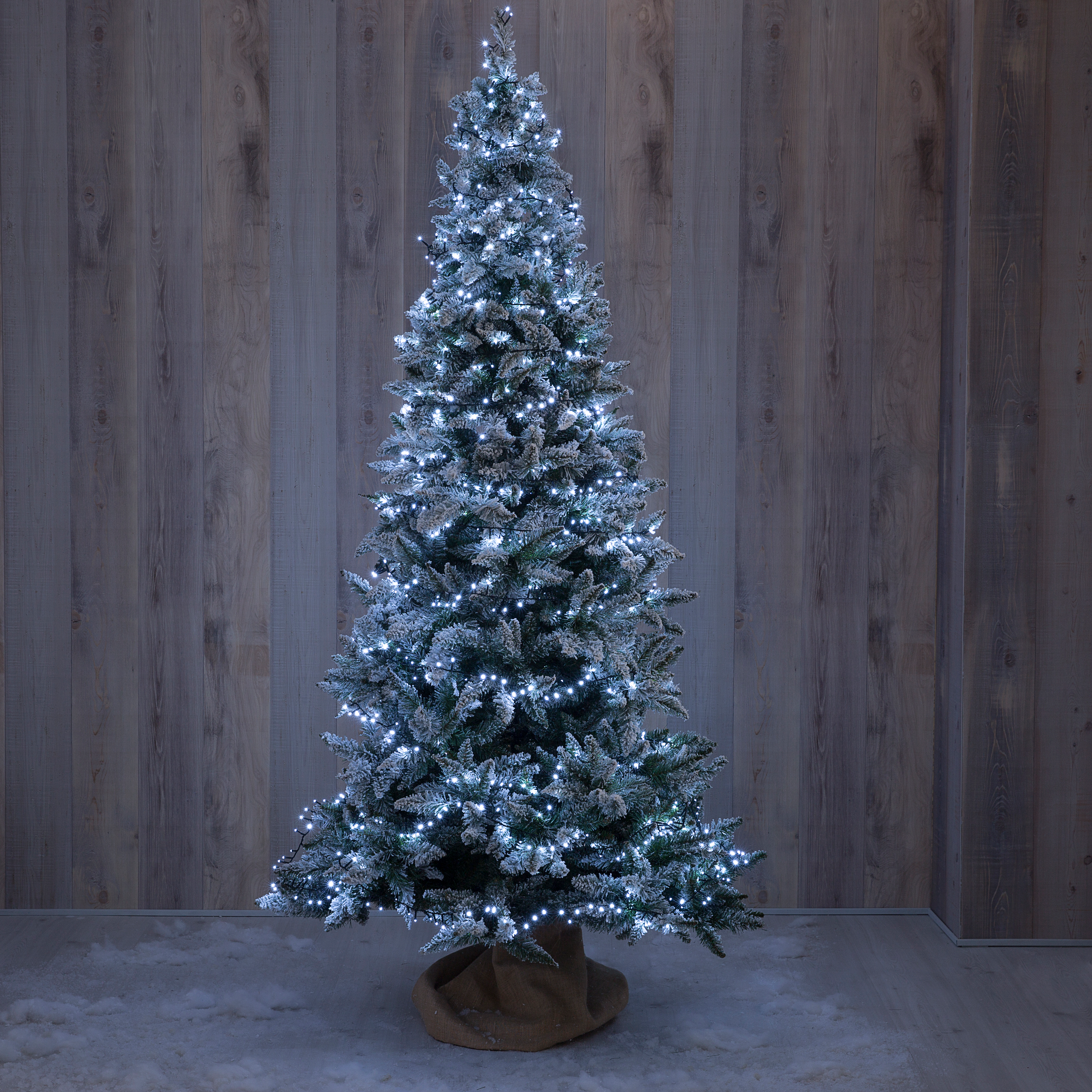 Guirnalda iluminada para árbol de 240 cm con 1000 bombillas LED blanco de 27.50 metros de iluminación para exterior con transformador - 9