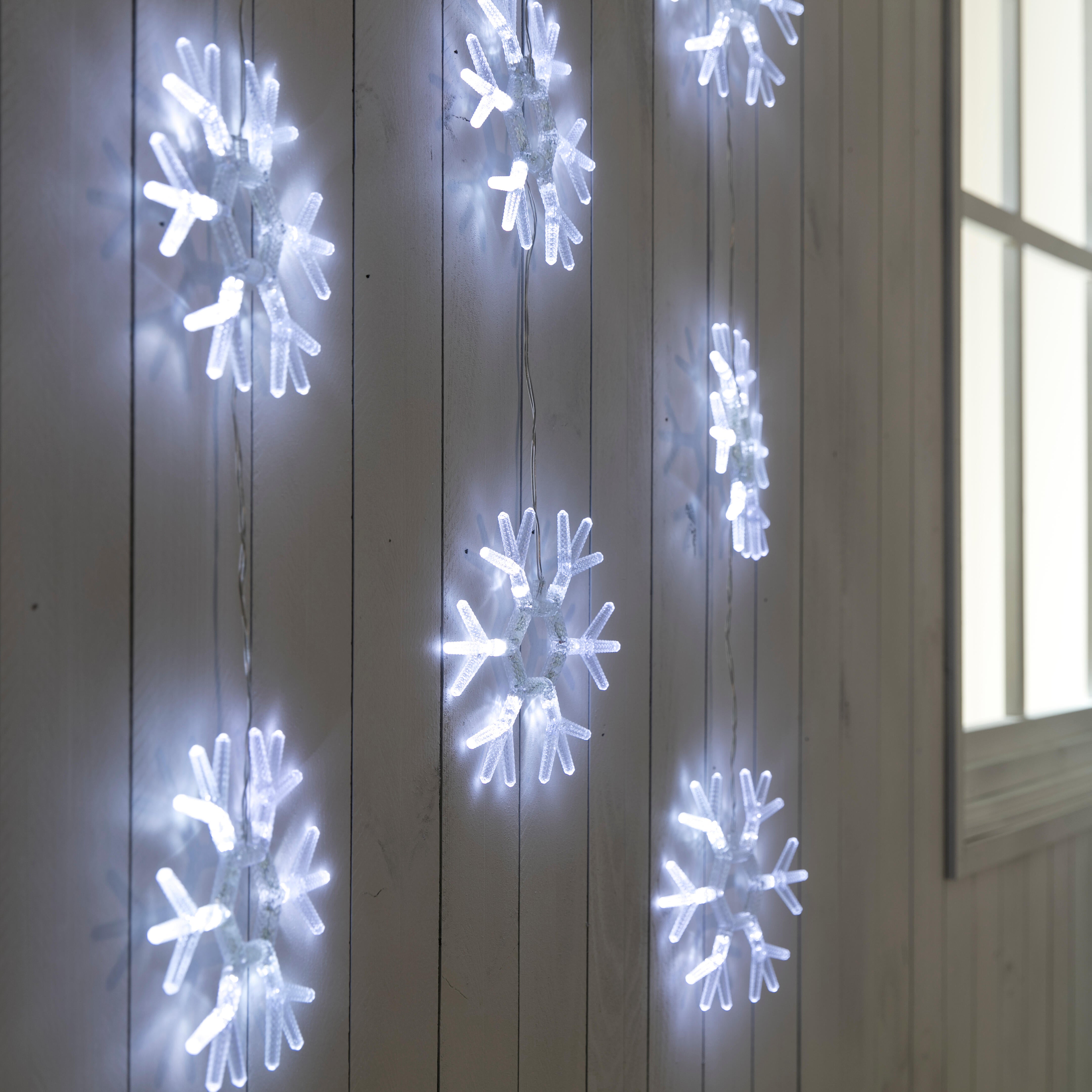 Cortina luminosa FLOCOS DE NEVE 1X1M 54 Led Branco exterior - 5