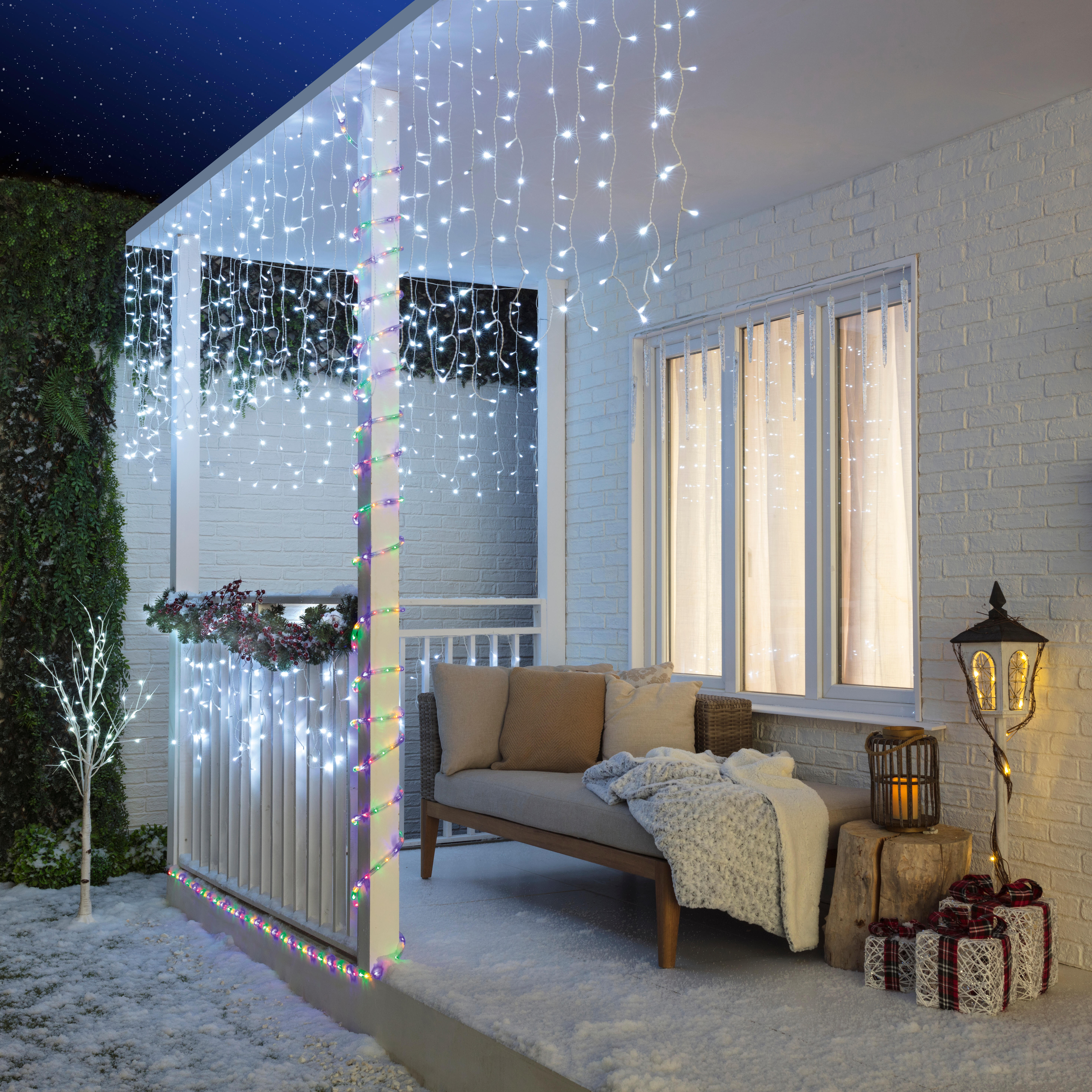 Cortina 200 bombillas LED Blanco frío 200x100 cm - 8