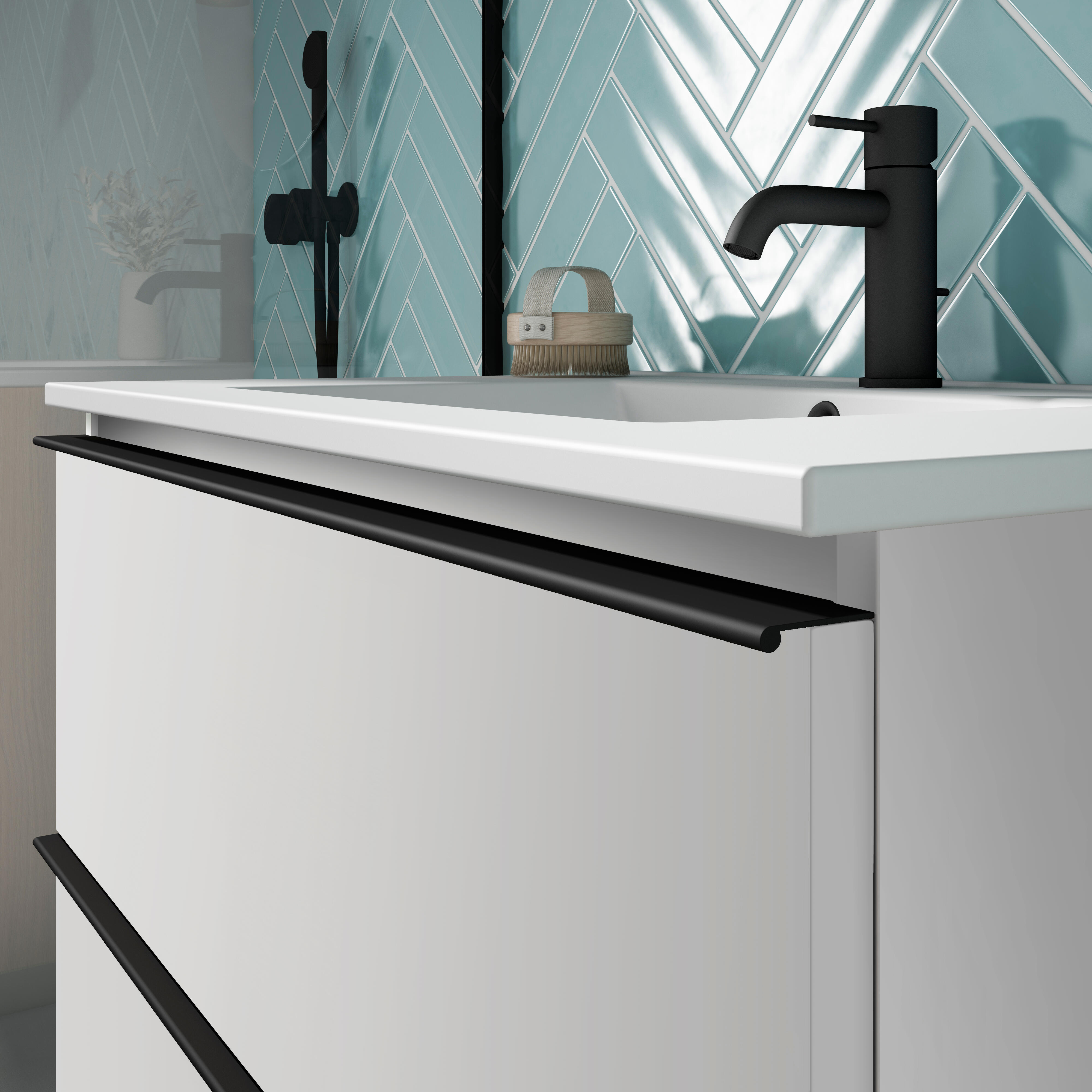Mueble de baño con lavabo  Bora blanco mate 80x45 cm - 5