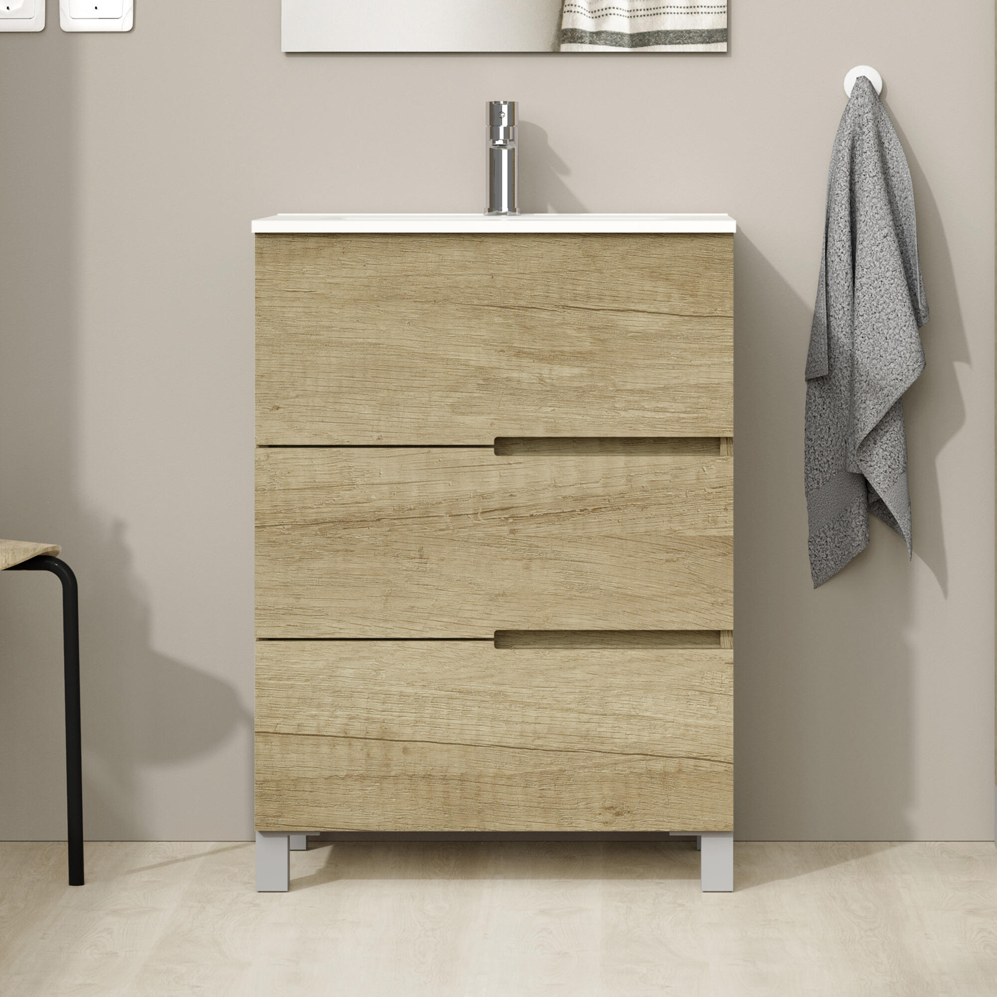 Mueble de baño con lavabo alda one box olmo mate 60x45 cm