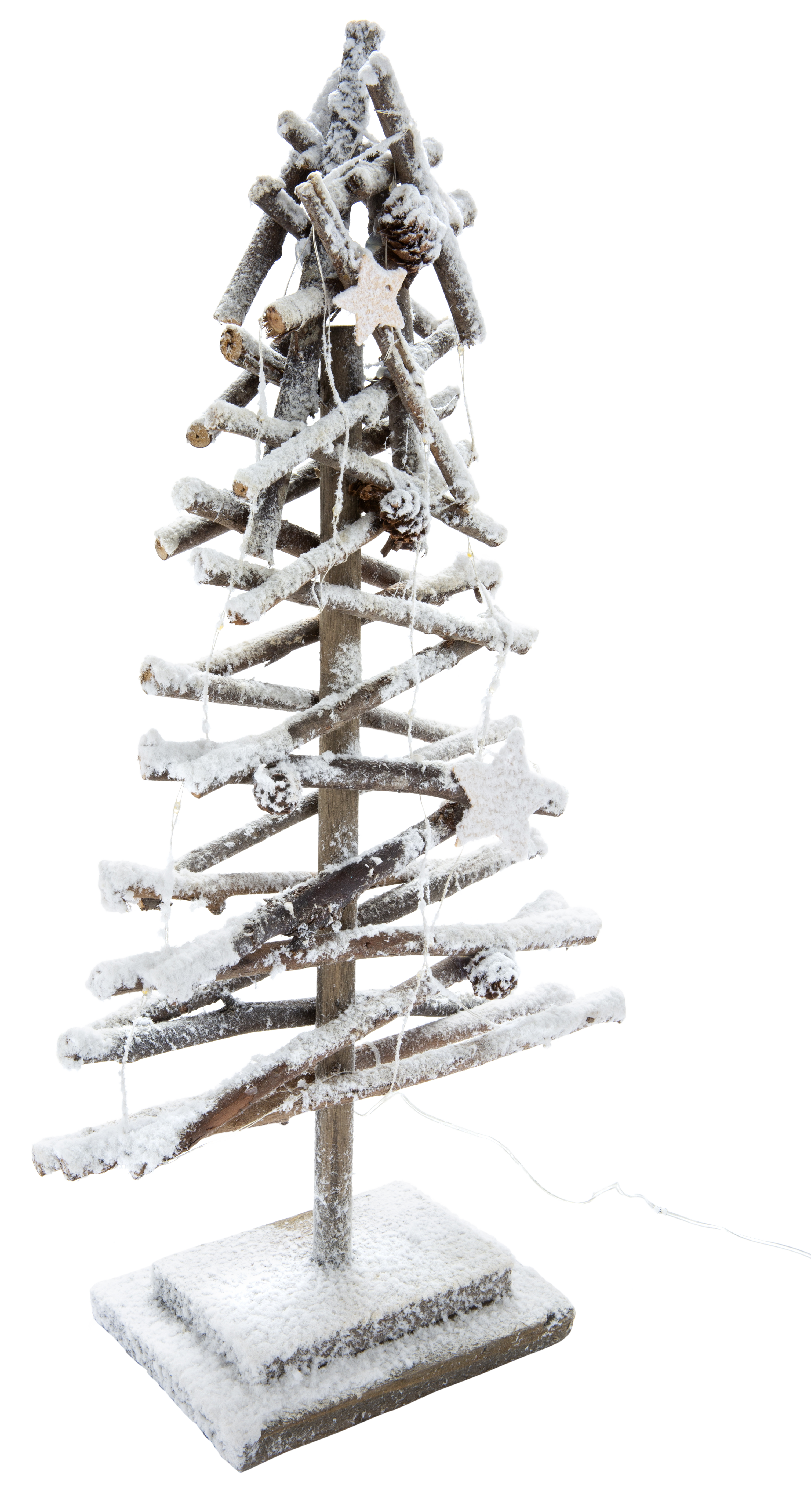 Árbol de Navidad nevado de madera con luz 50 cm - 6