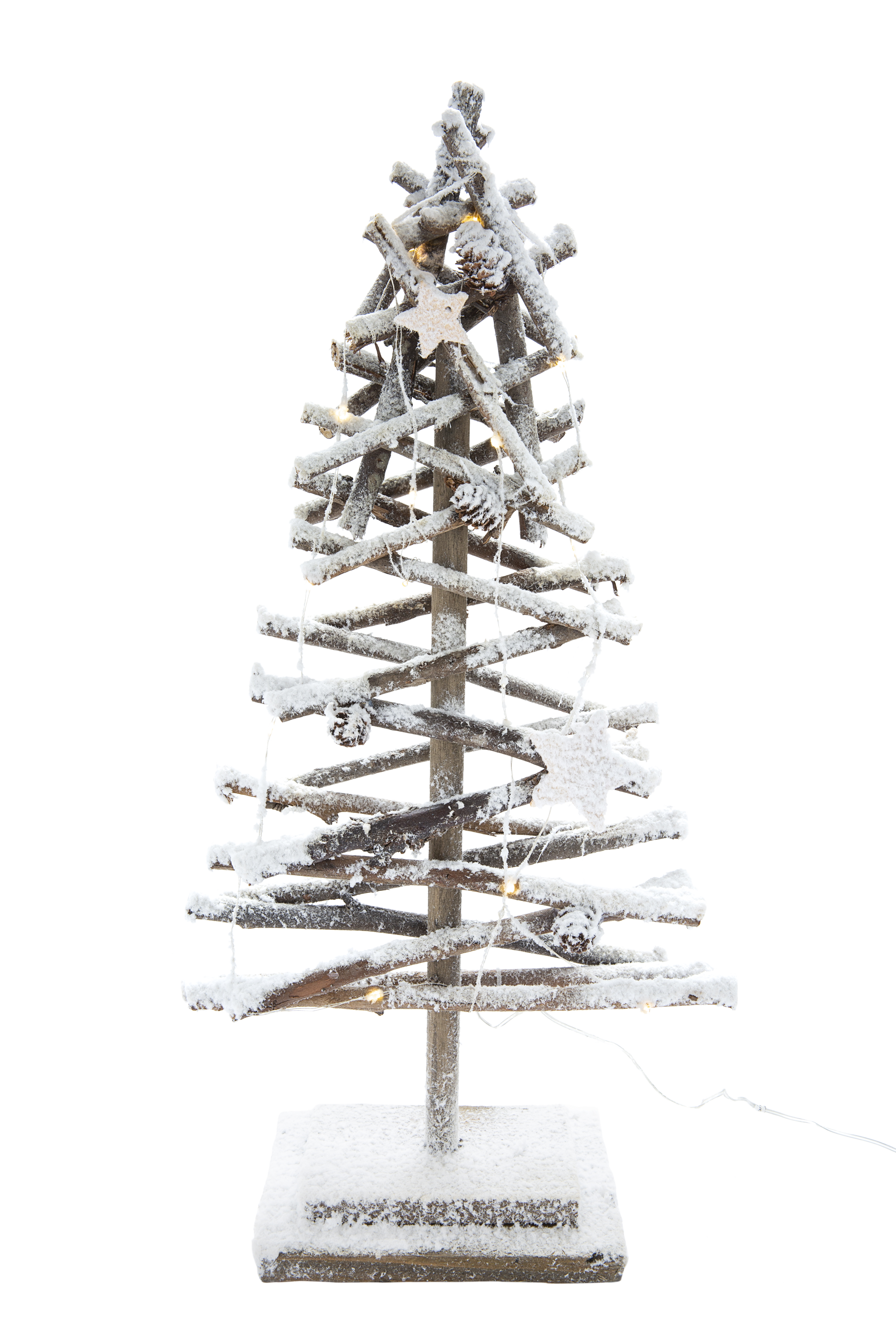 Árbol de Navidad nevado de madera con luz 50 cm - 5
