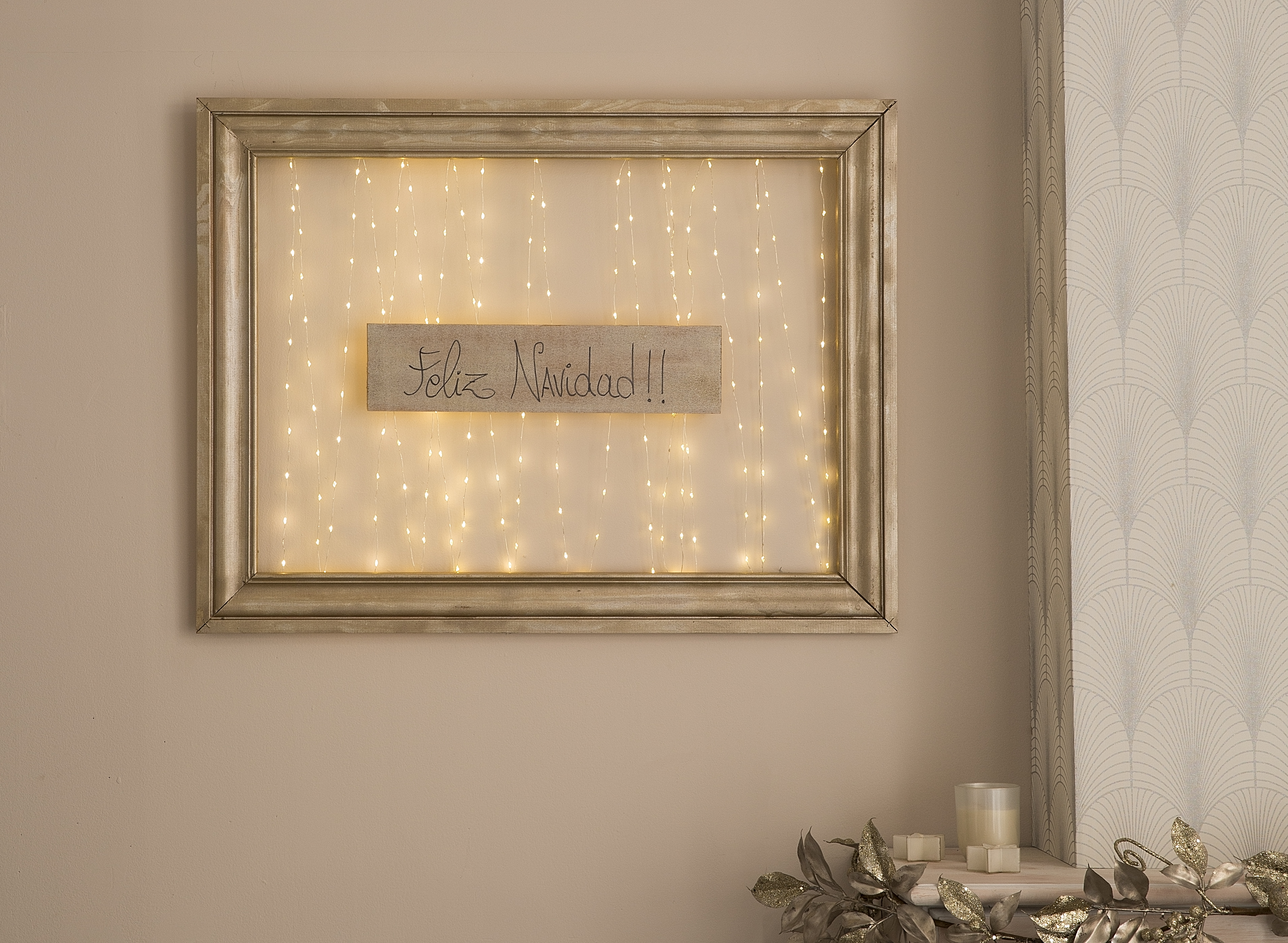 Guirnalda iluminada decorativa con 200 bombillas LED blanco cálido de 10.25 metros de iluminación para exterior a pilas - 6