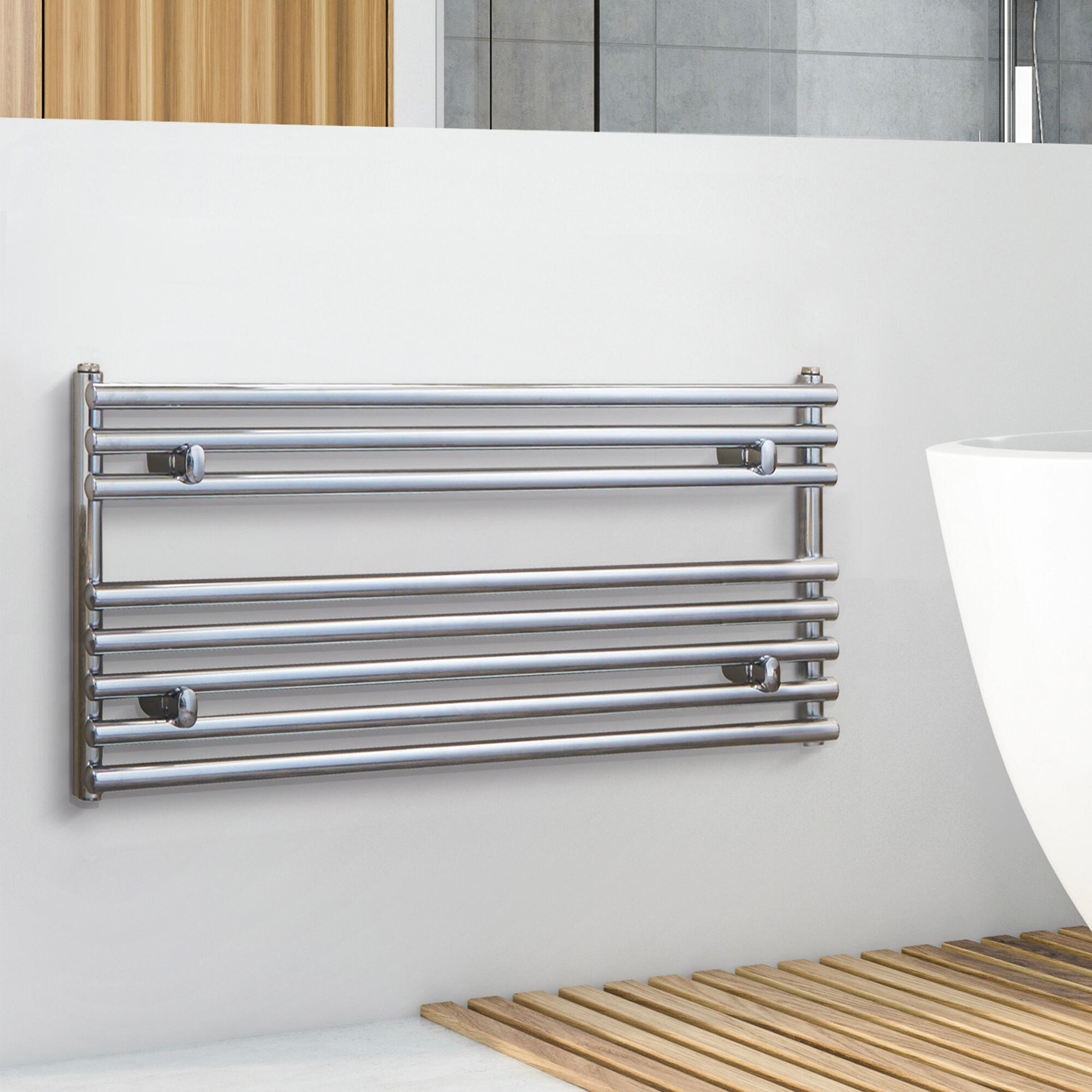 Radiador toallero de agua rointe alonga 100x60 cromo