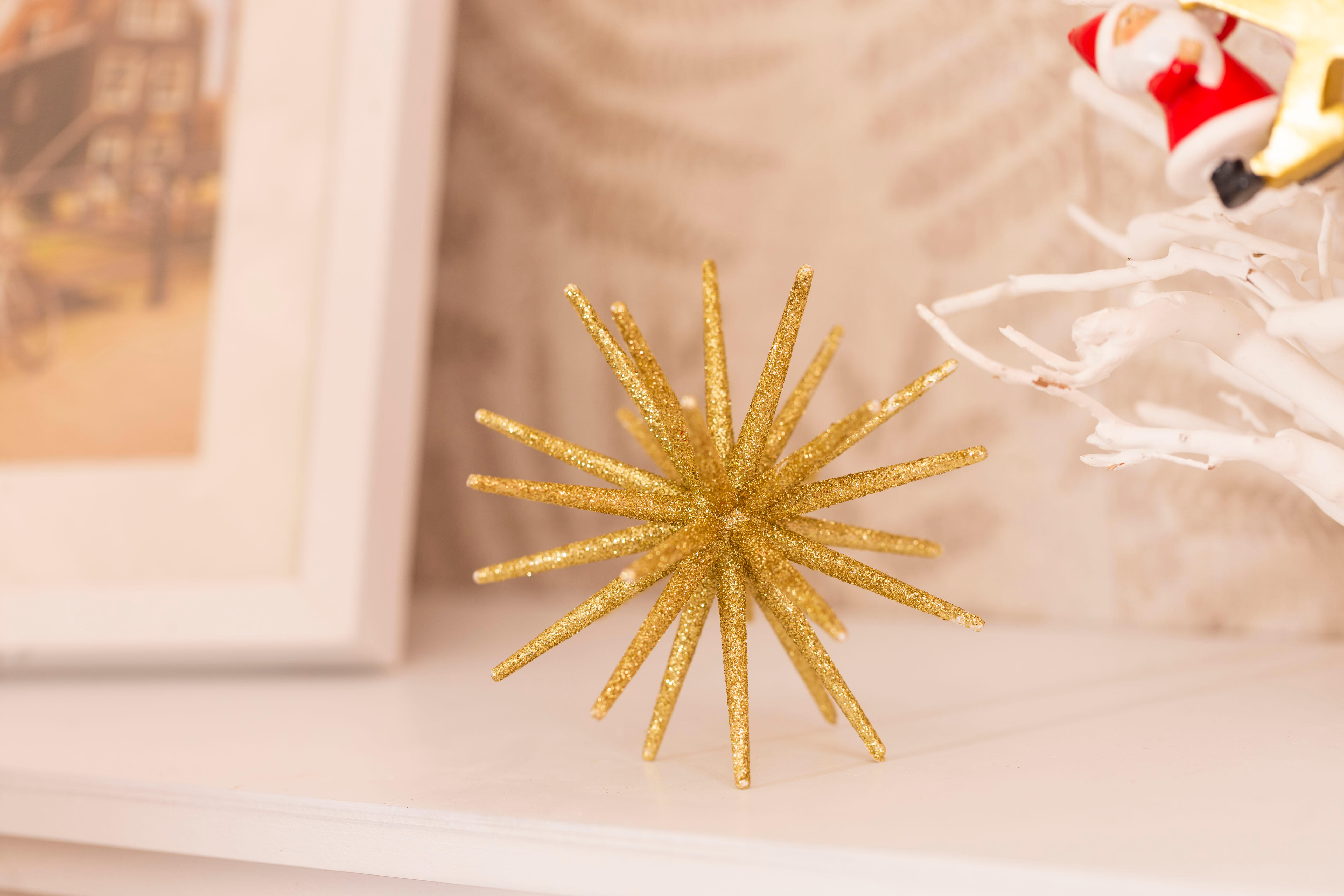 Estrela de natal glitter 10 cm dourado - 2