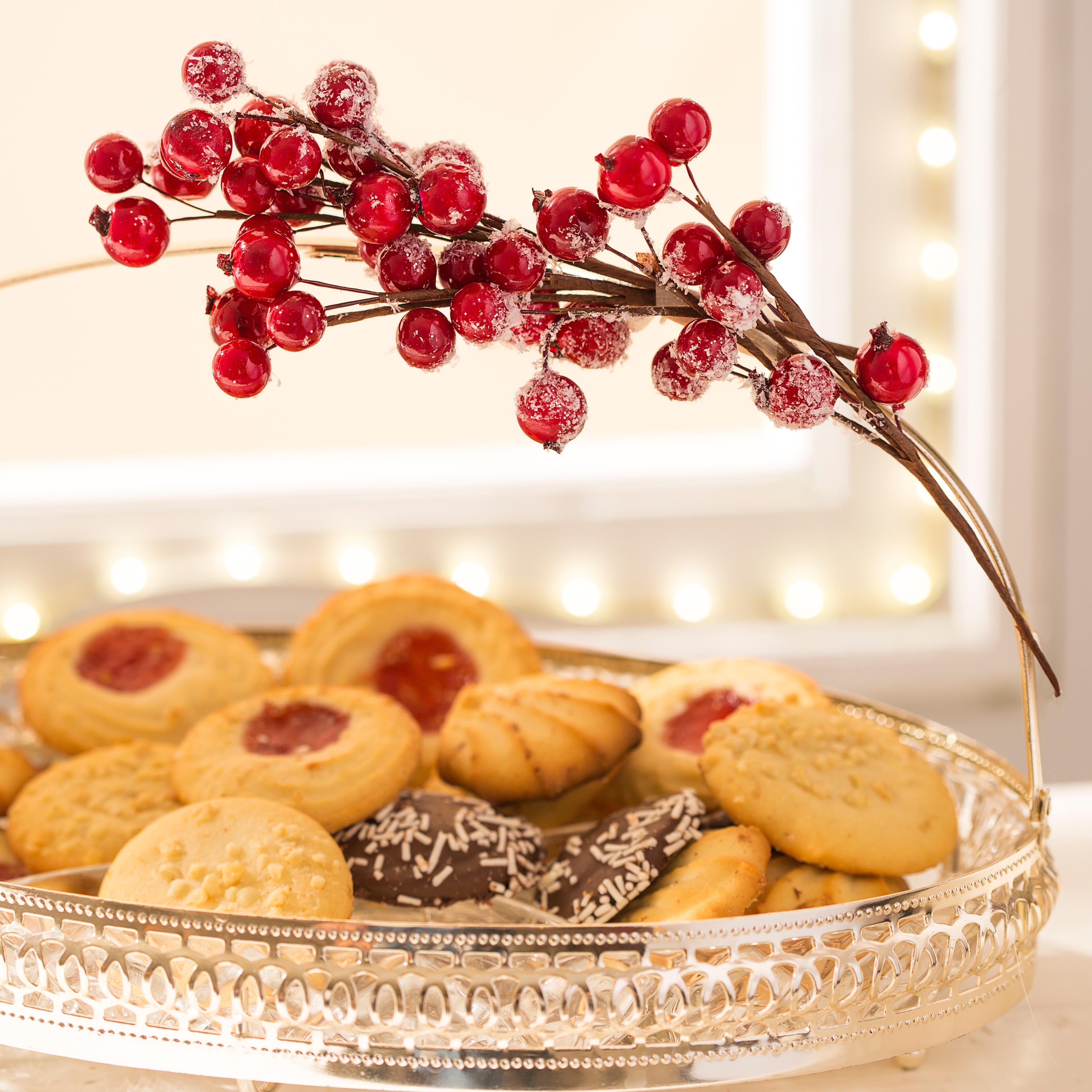 Set 3 ramos de bayas nevadas 15 cm - 6