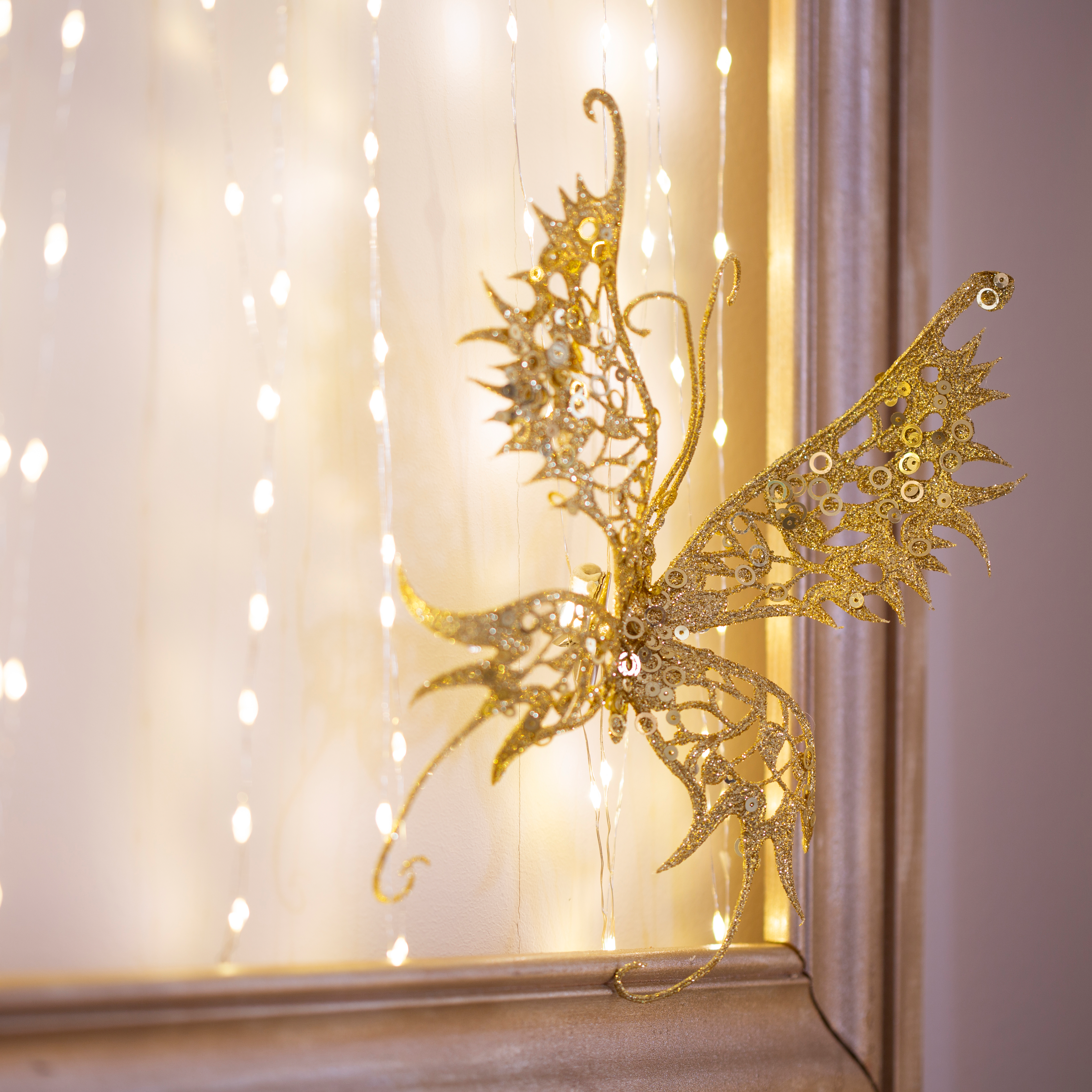 Enfeite clip borboleta 18 cm dourado - 5