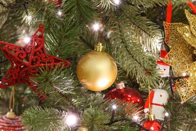 Natal Jingle Bell Dourado Com Bola De Galho De árvore E Laço