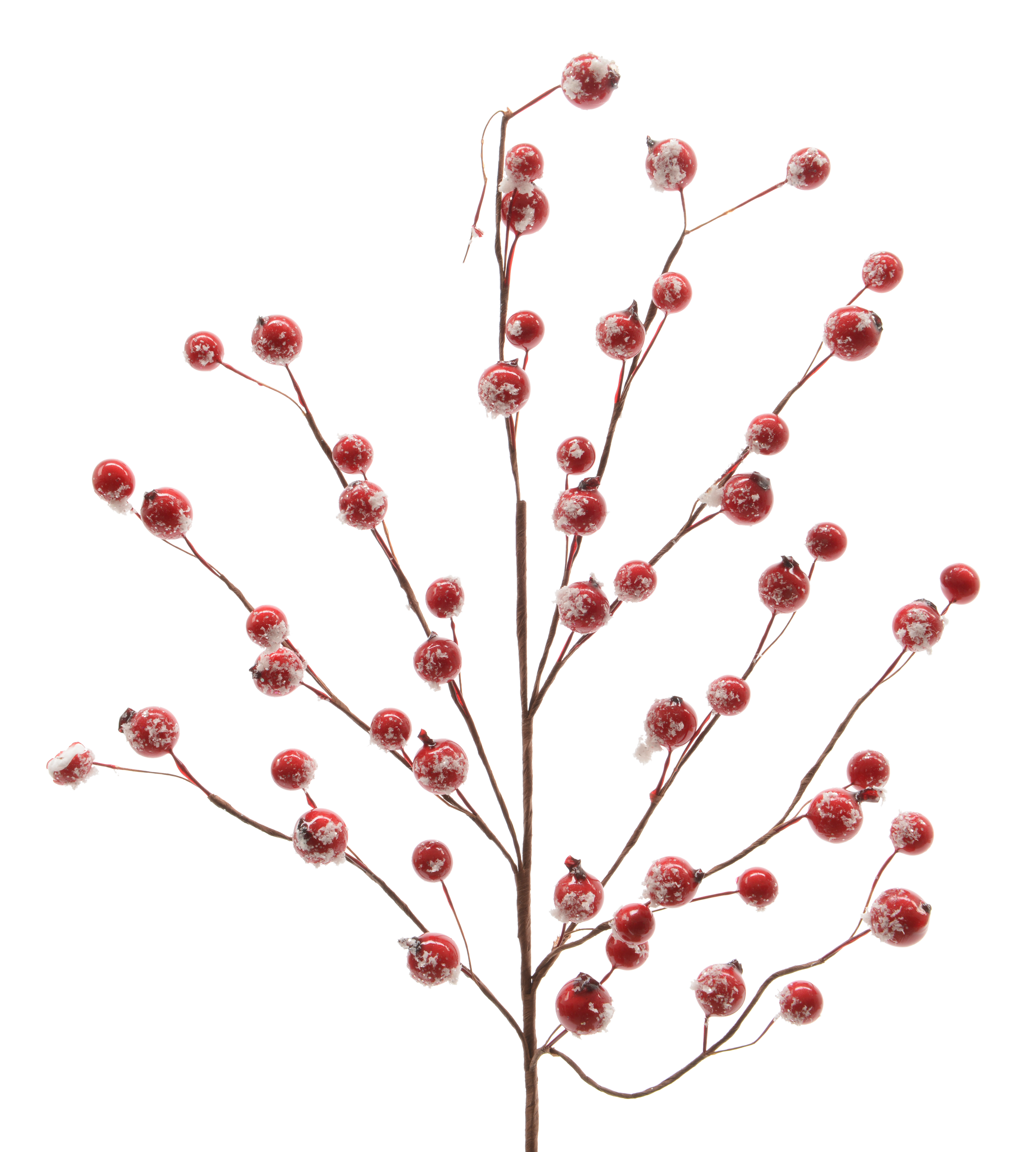 Adorno Rama de bayas rojas y nieve brillo 55 cm - 3