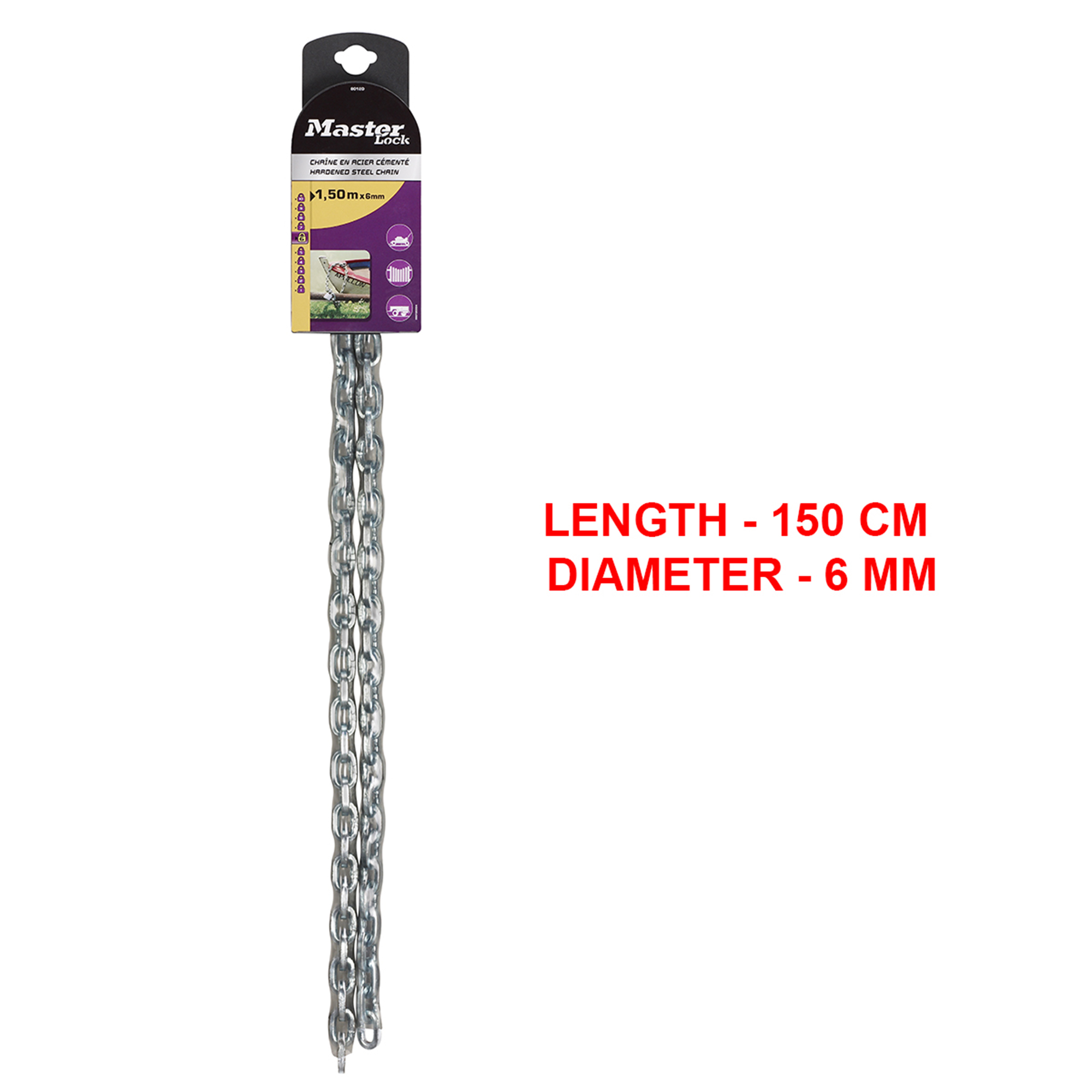 Cadena antirrobo sin candado de acero cementado de 6 mm de ø y 1.5 m longitud - 2