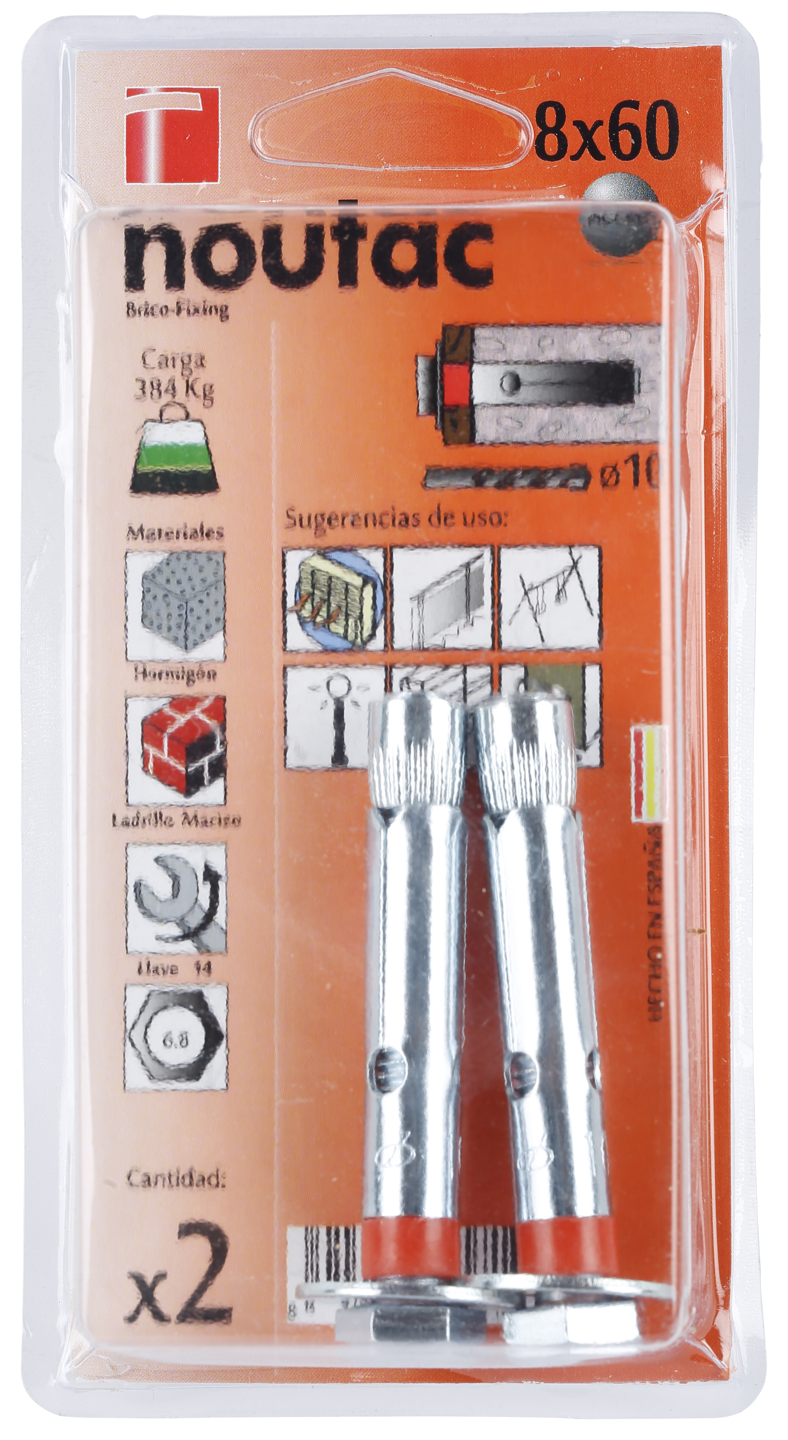 2 Buchas METAL MACIÇO D8X60MM + PARAFUSOS - 5