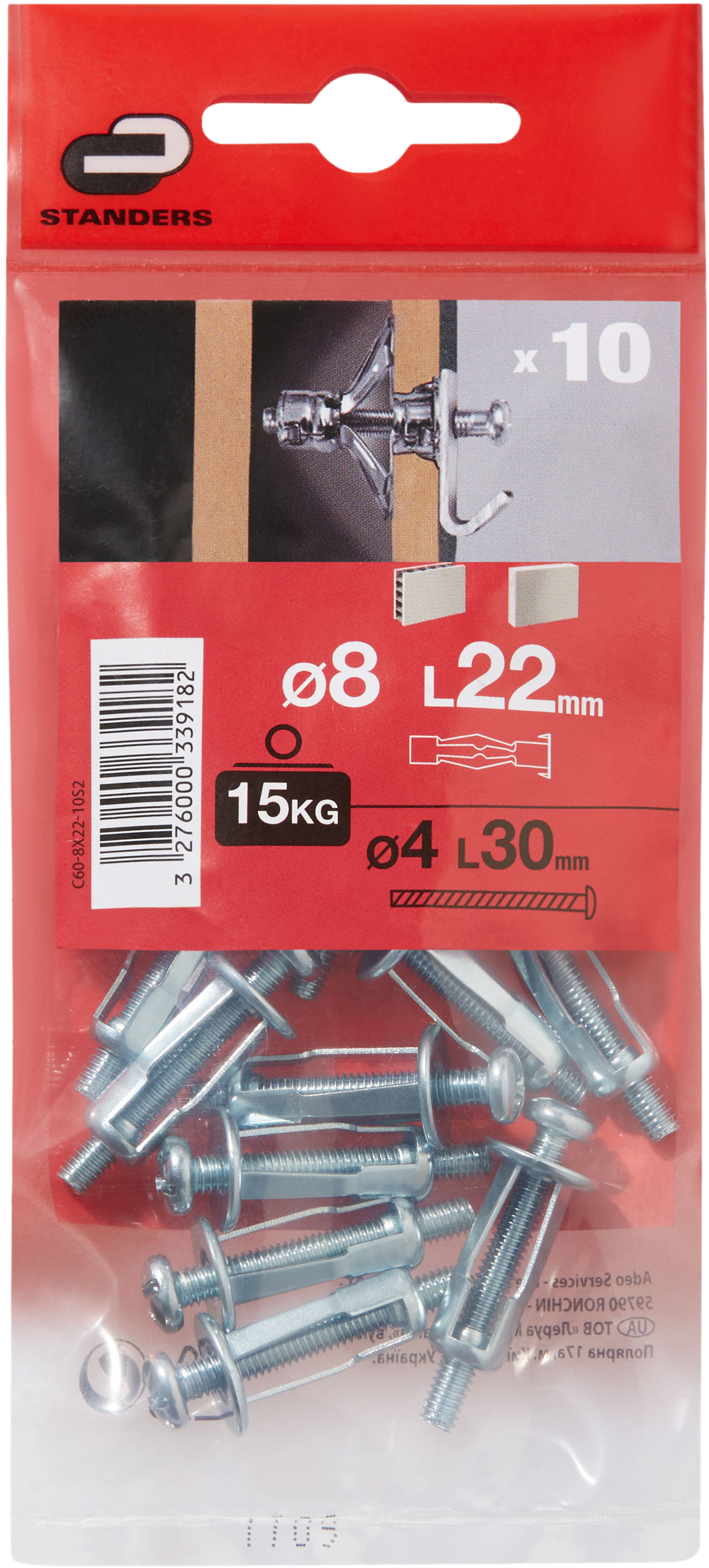 Pack 10 tacos para material hueco de de acero de 8x22 mm - 7