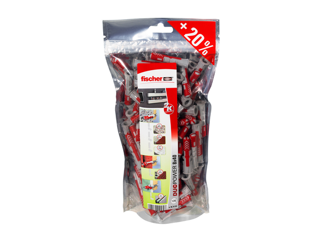 120 tacos multimaterial FISCHER DUOPOWER, ø 8 x L. 40 mm