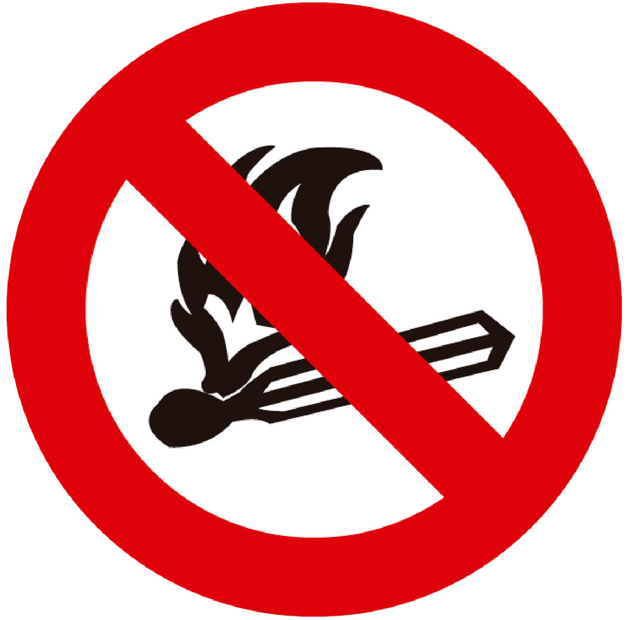 Cartel prohibido encender fuego 5 cm