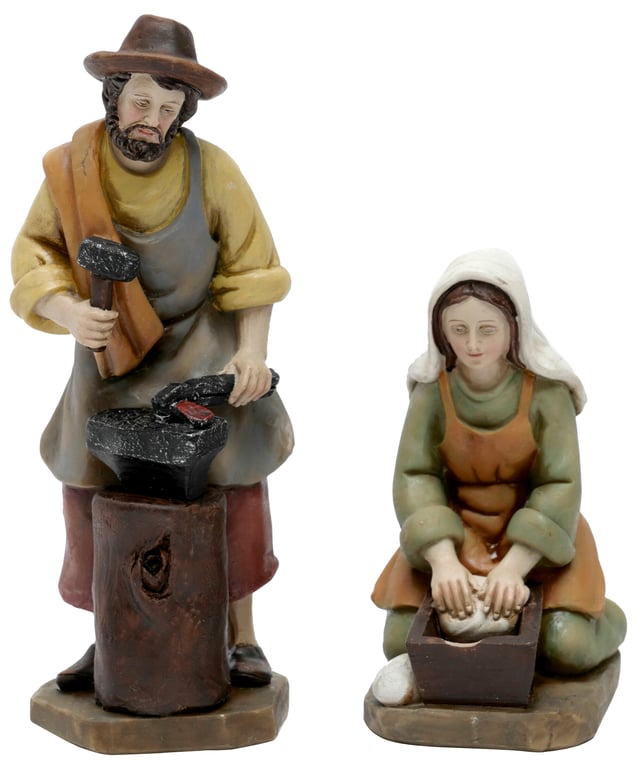 Figura presépio ferreiro e lavadeira 16 cm