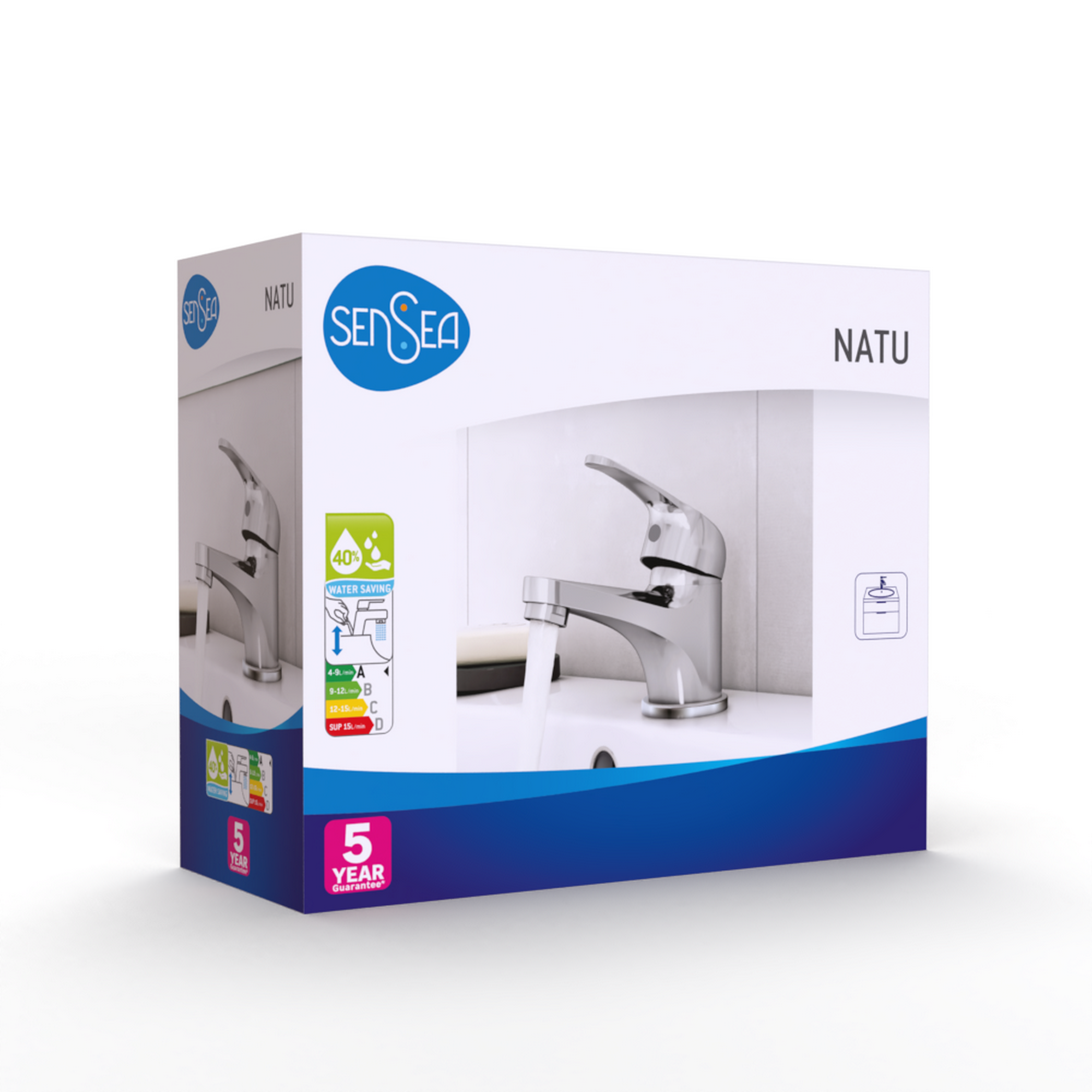 Torneira de lavatório monocomando cromado Sensea Natu - 13