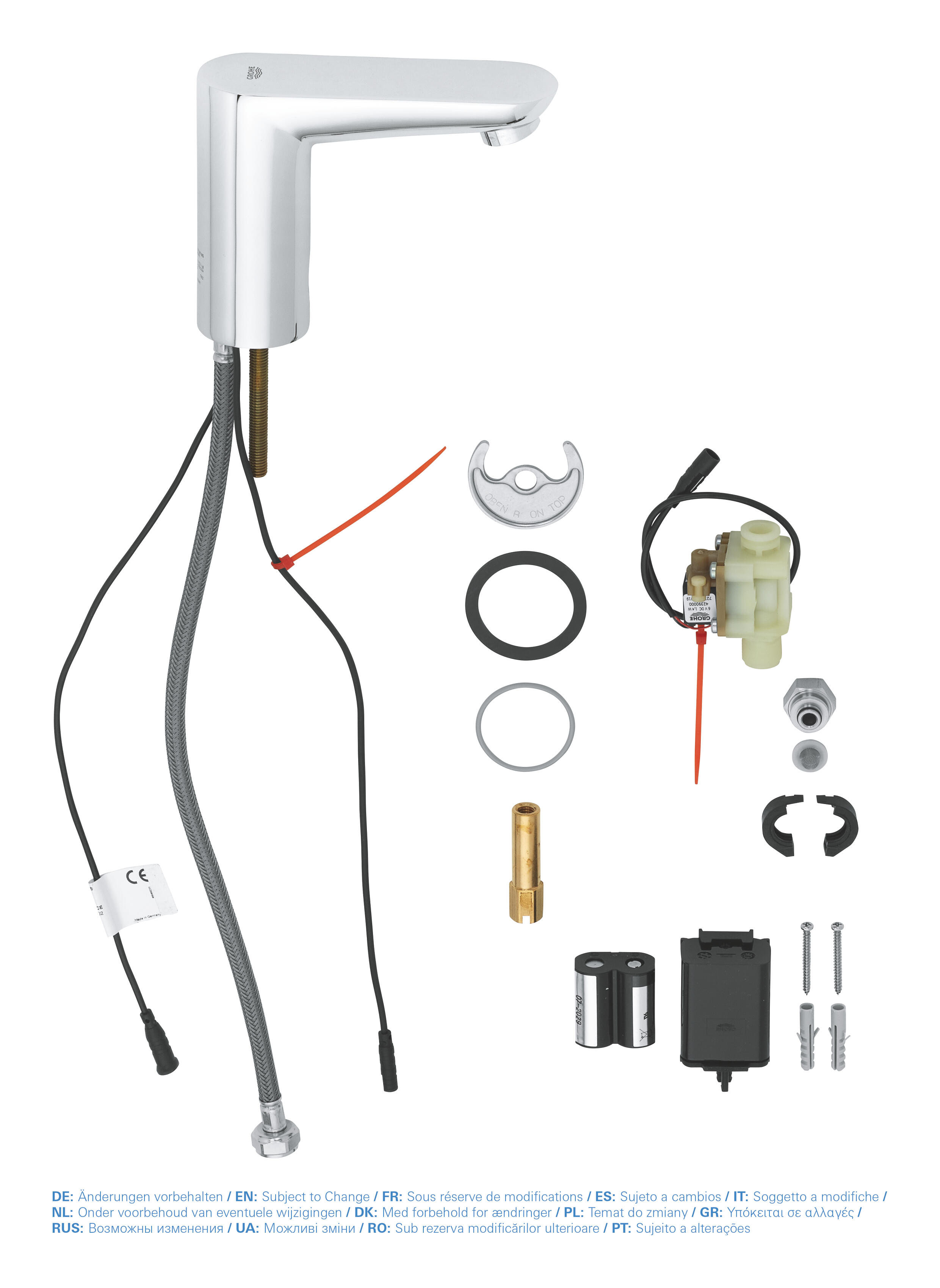 Rubinetto per lavabo a canna bassa getto laminare cristallino Eureco cromato lucido GROHE H 11 cm - 2