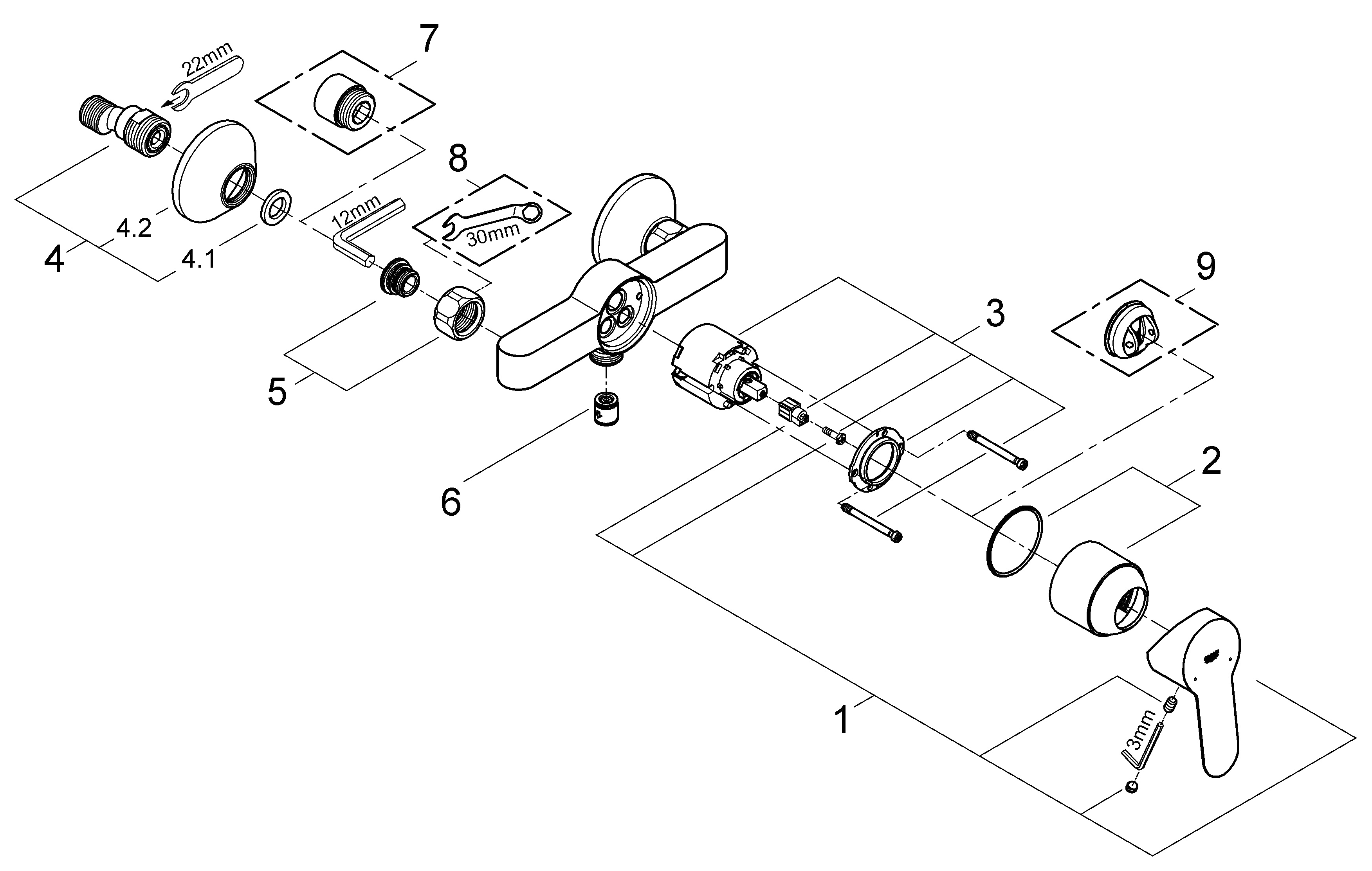 Grifo de ducha monomando GROHE Start Clova cromo brillo Antical Latón - 4