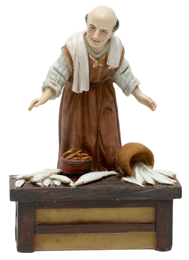 Figura presépio vendedor de peixe 15 cm