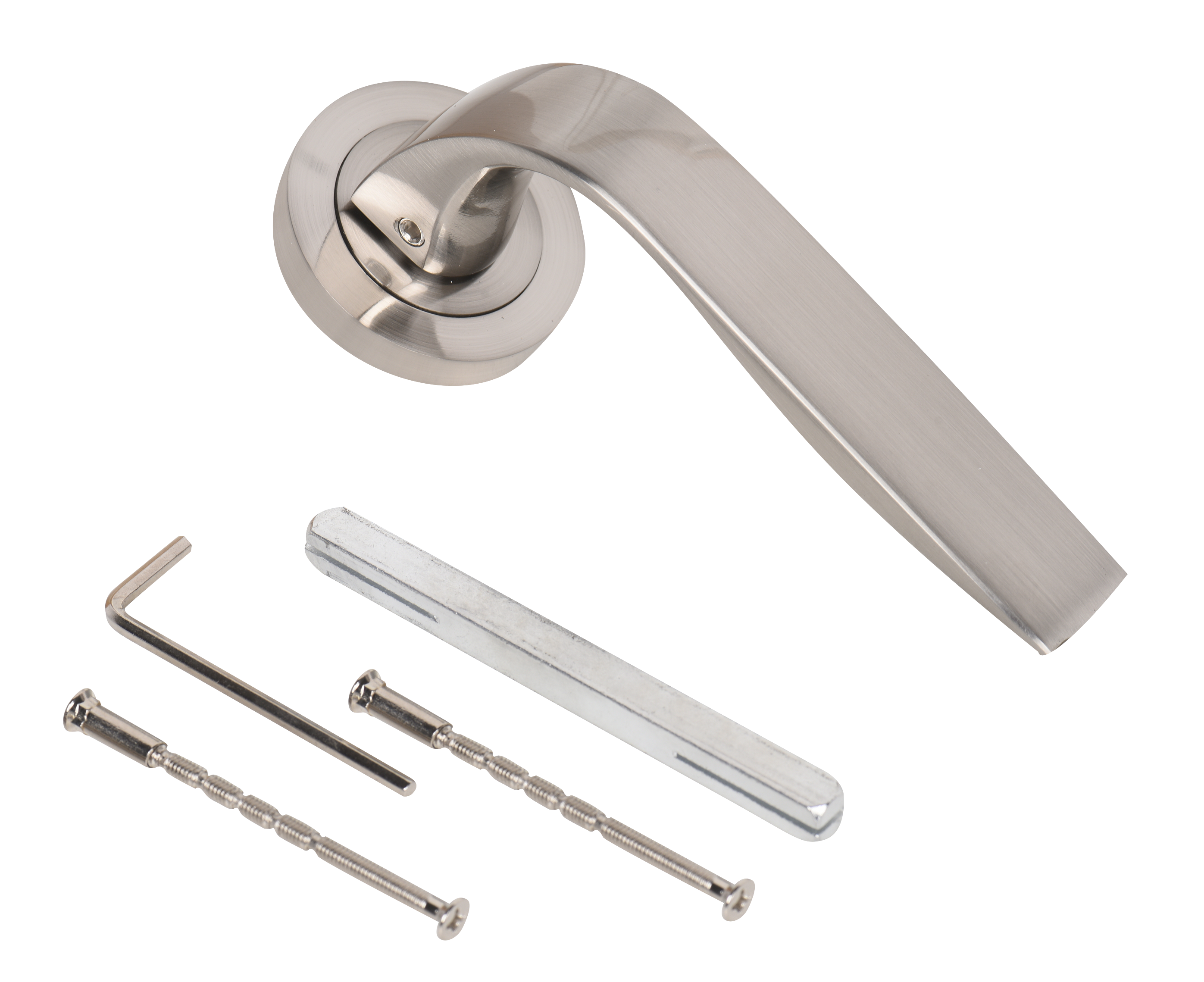 Juego de manilla con roseta Budapest de aluminio satinado - 4