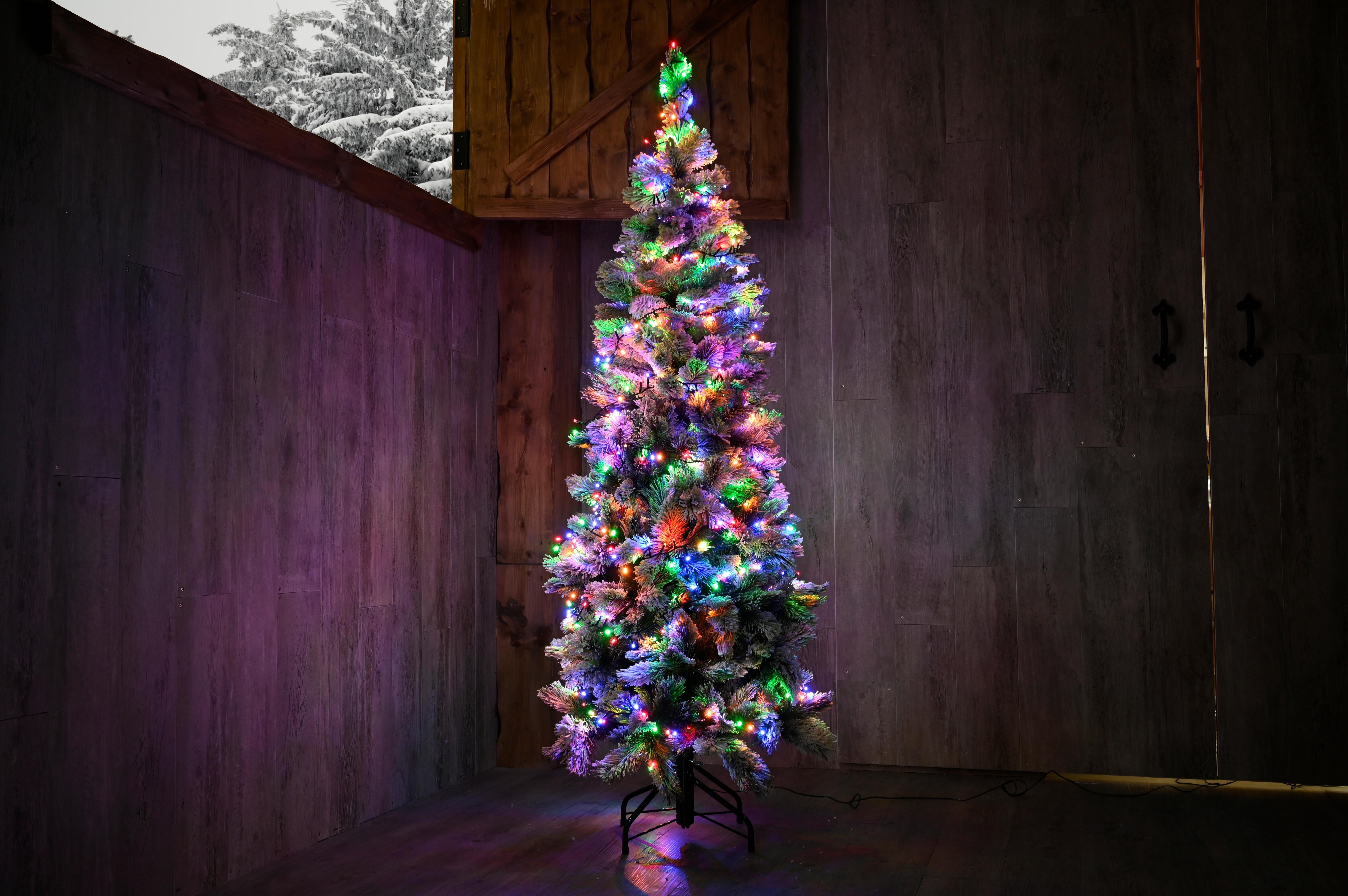 Guirnalda iluminada para árbol de 180 cm con 500 bombillas LED multicolor de 16.00 metros de iluminación para exterior con transformador - 9