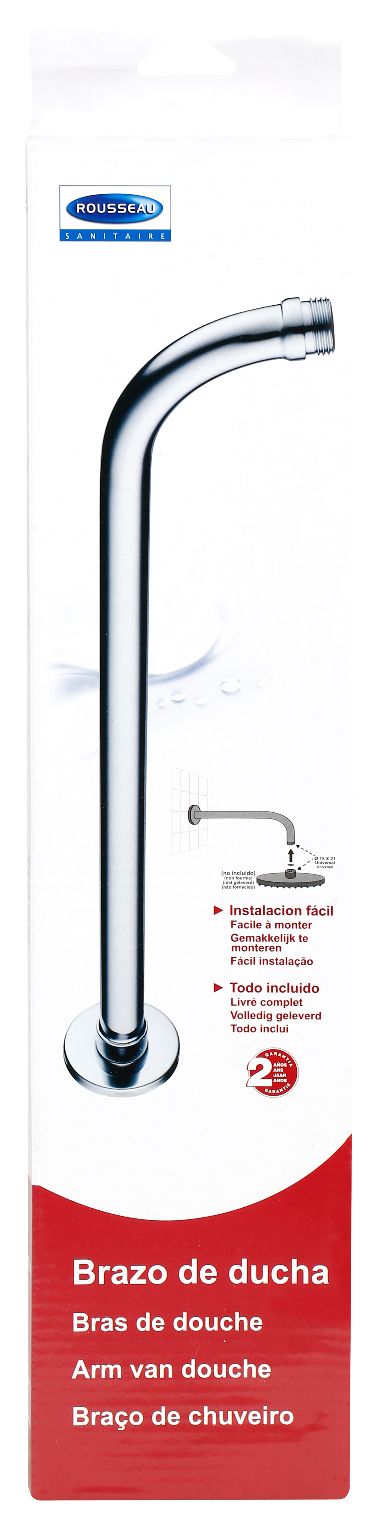 Brazo mural EDOUARD ROUSSEAU gris / plata brillante long. 42 cm - 6