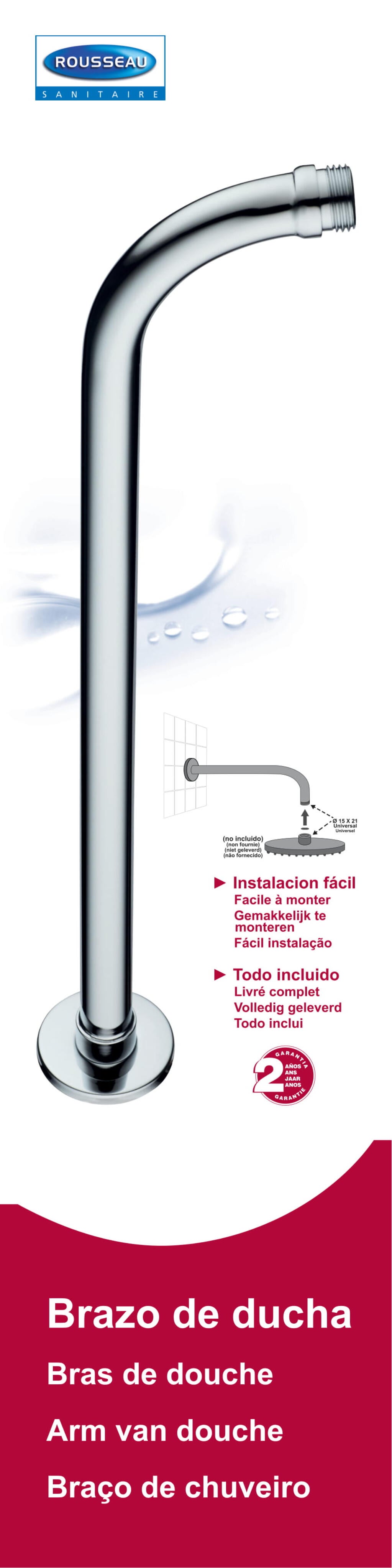 Brazo mural EDOUARD ROUSSEAU gris / plata brillante long. 42 cm - 5