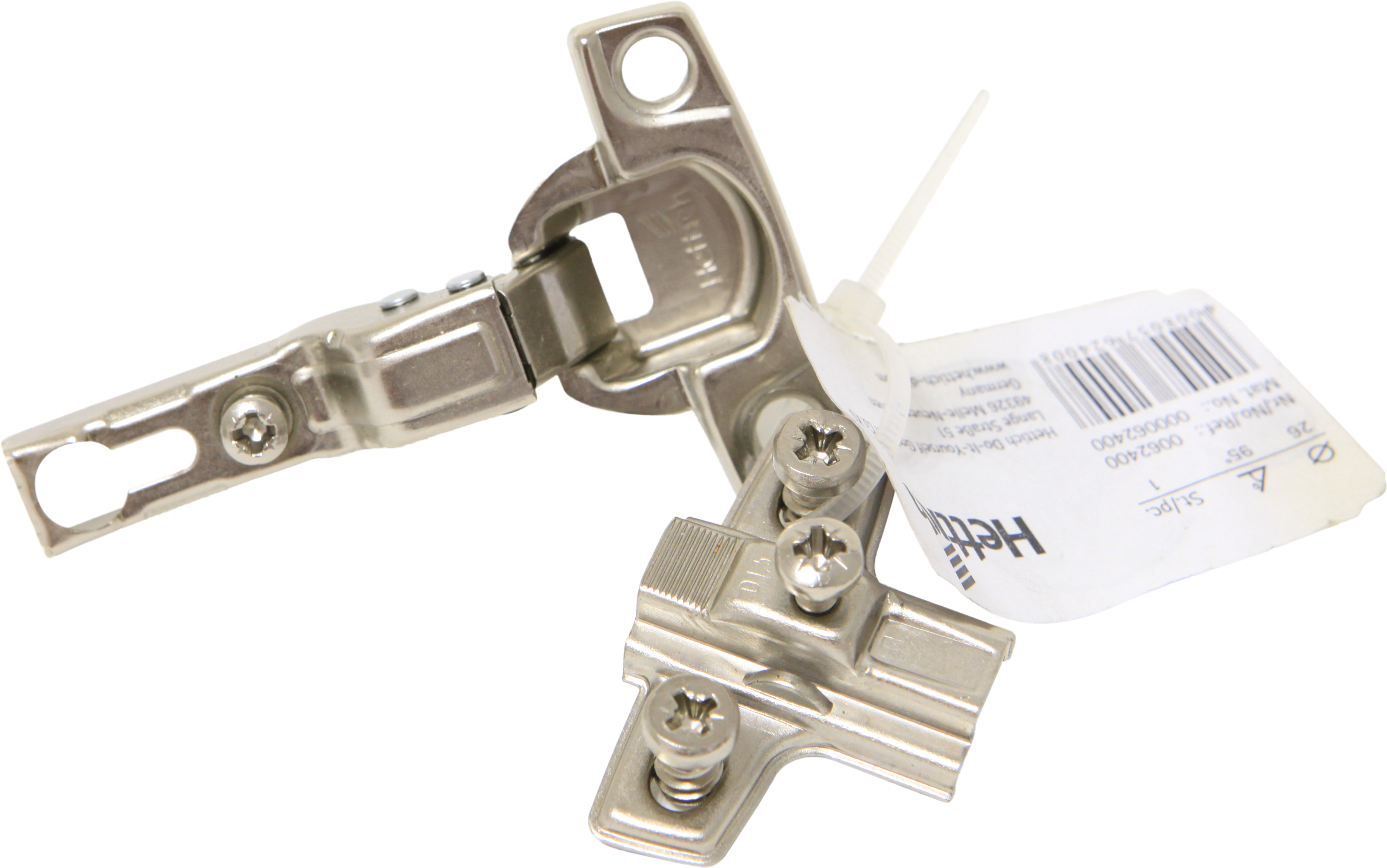 Dobradiça invisível semi-curva niquelado 35 mm 95º Hettich - 3