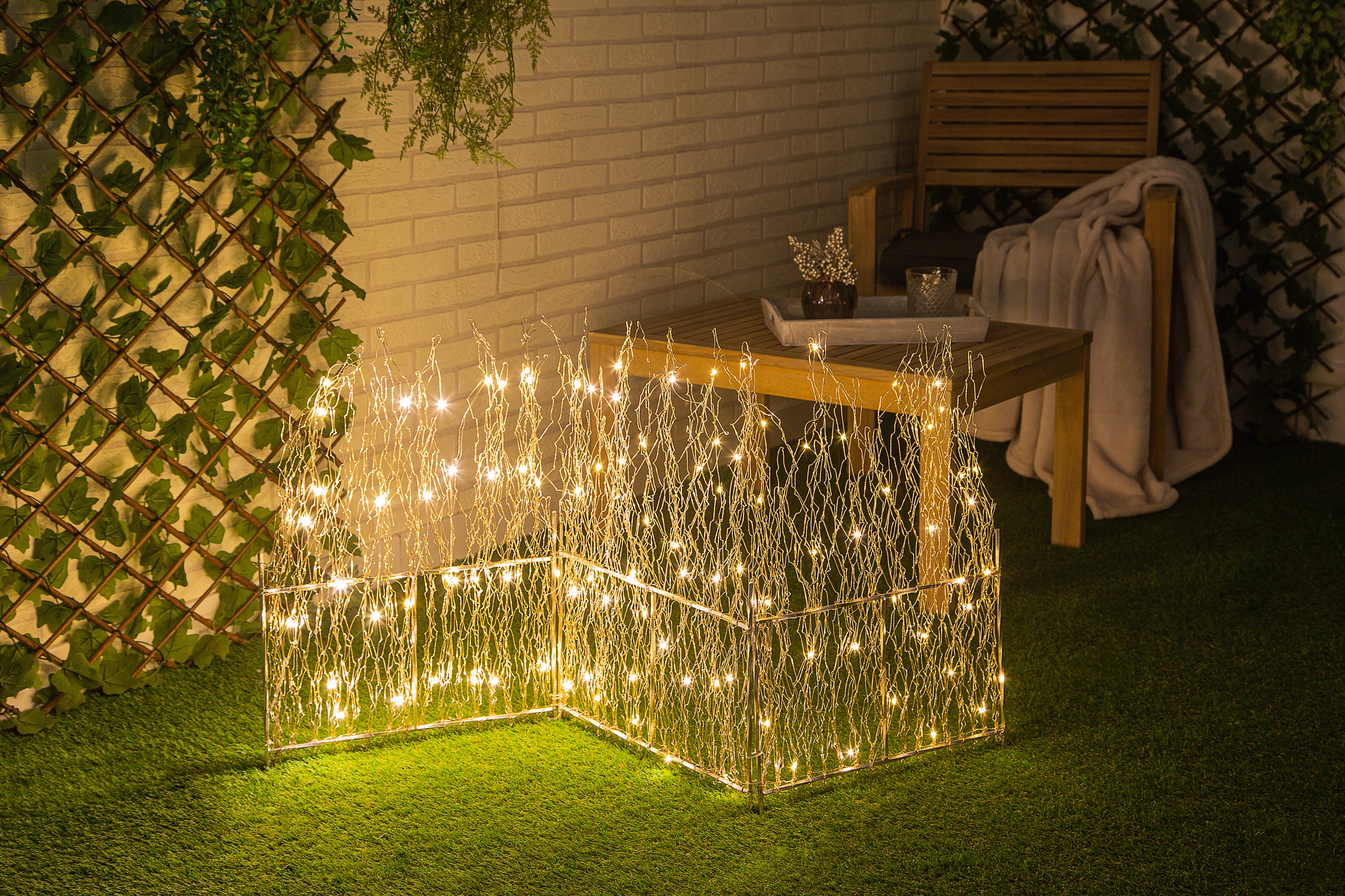 Valla decorativa 180 luces led 100x120 cm blanco cálido