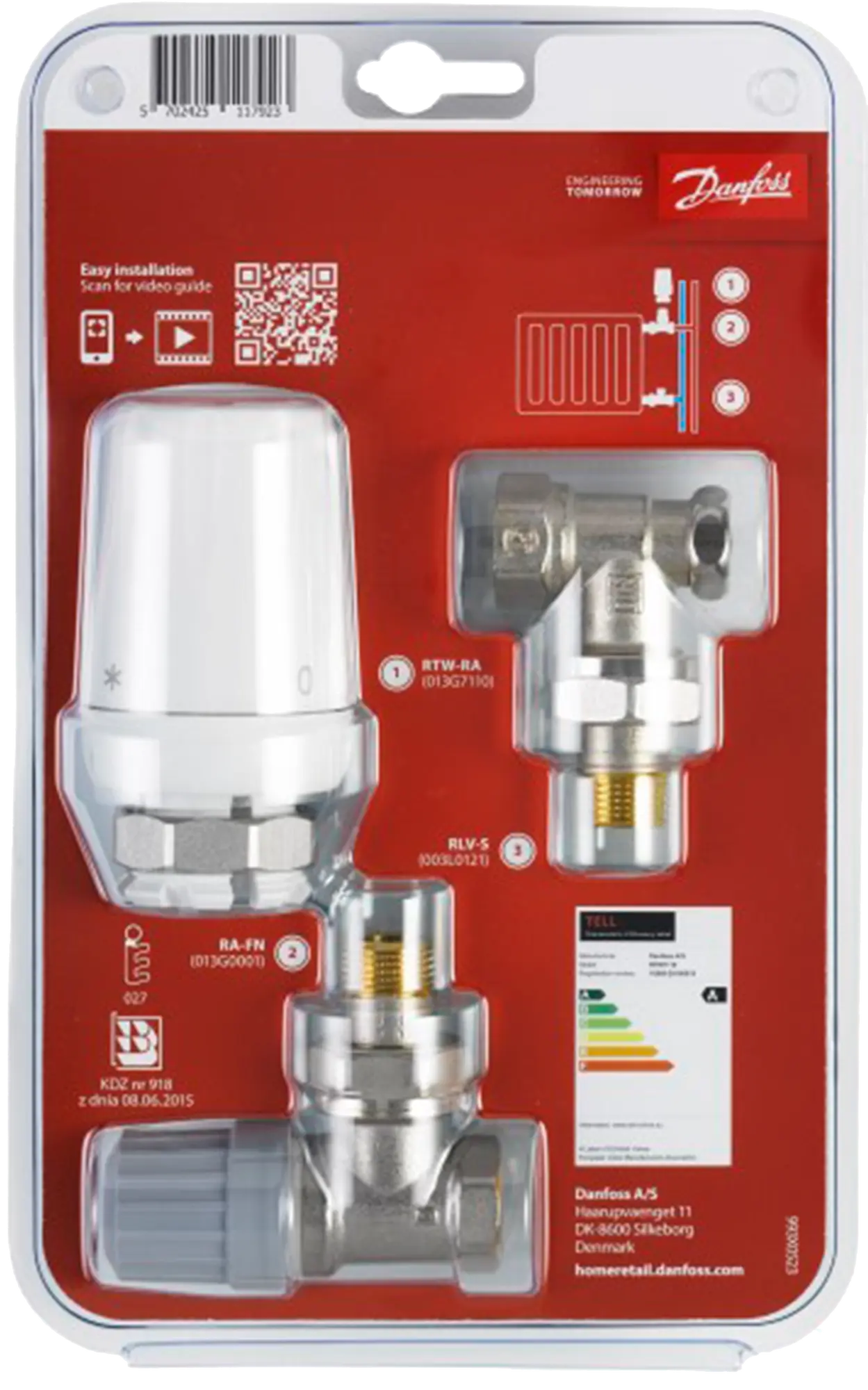 Pack Válvula termostática para radiador DANFOSS RTW-RA 10 Leroy