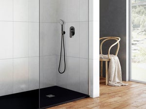Comprar Griferia de ducha empotrada redonda monomando negro mate con maneta  ancha online