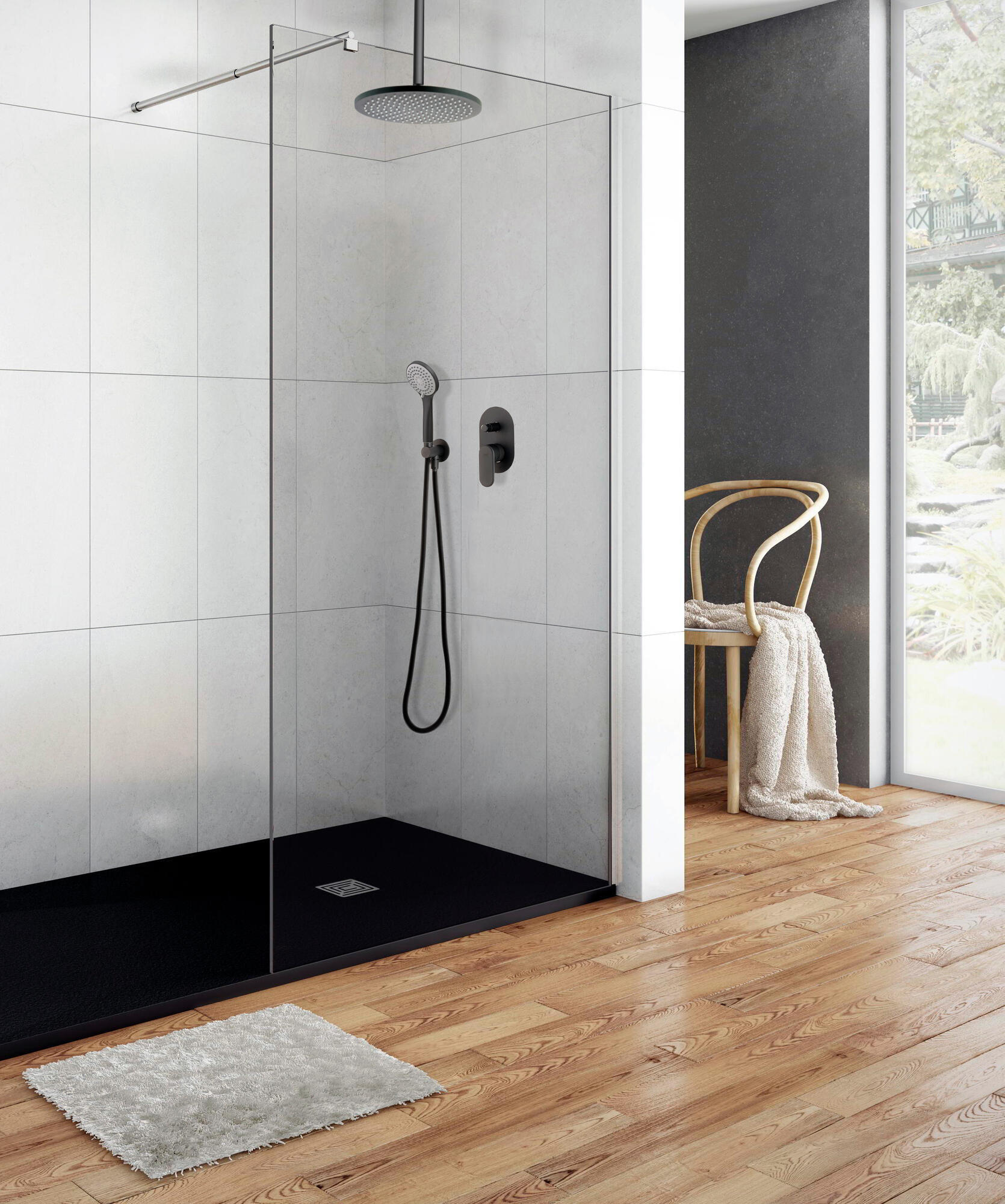 Conjunto de ducha empotrado monomando huber levity negro