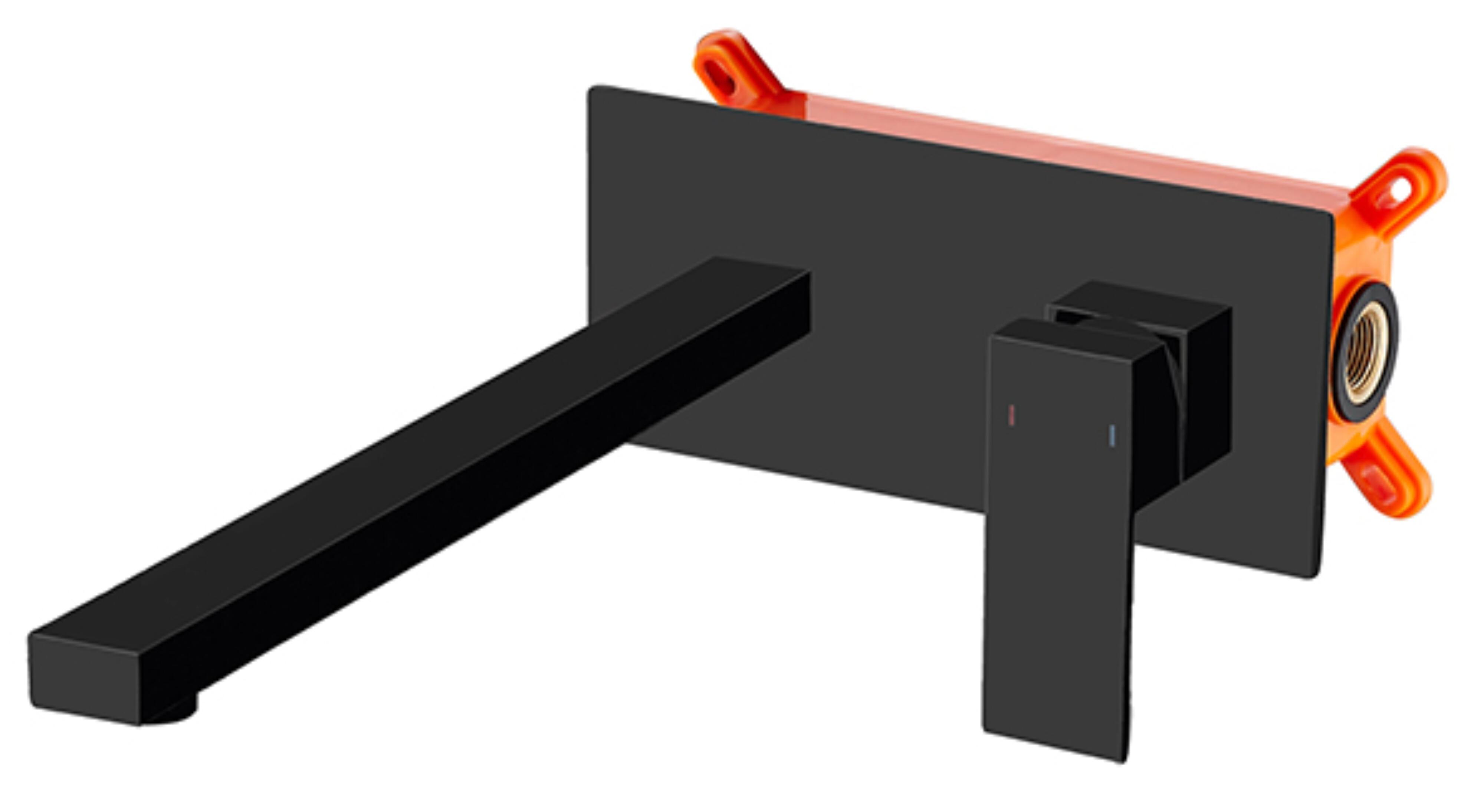 Grifo de lavabo empotrado edouard rousseau rousseau monomando negro mate. antical. latón. caño de 22.5 cm