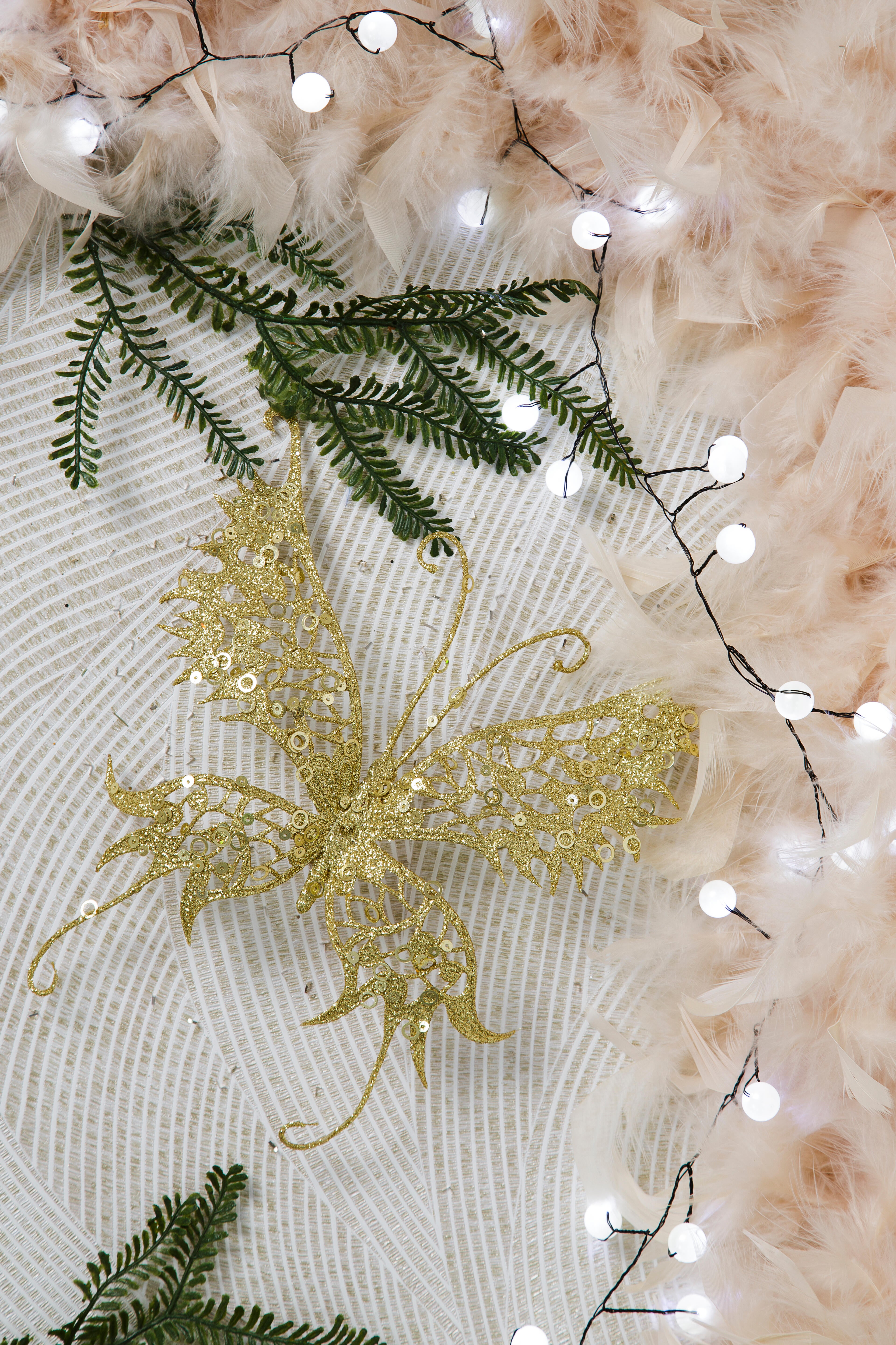 Enfeite clip borboleta 18 cm dourado - 3