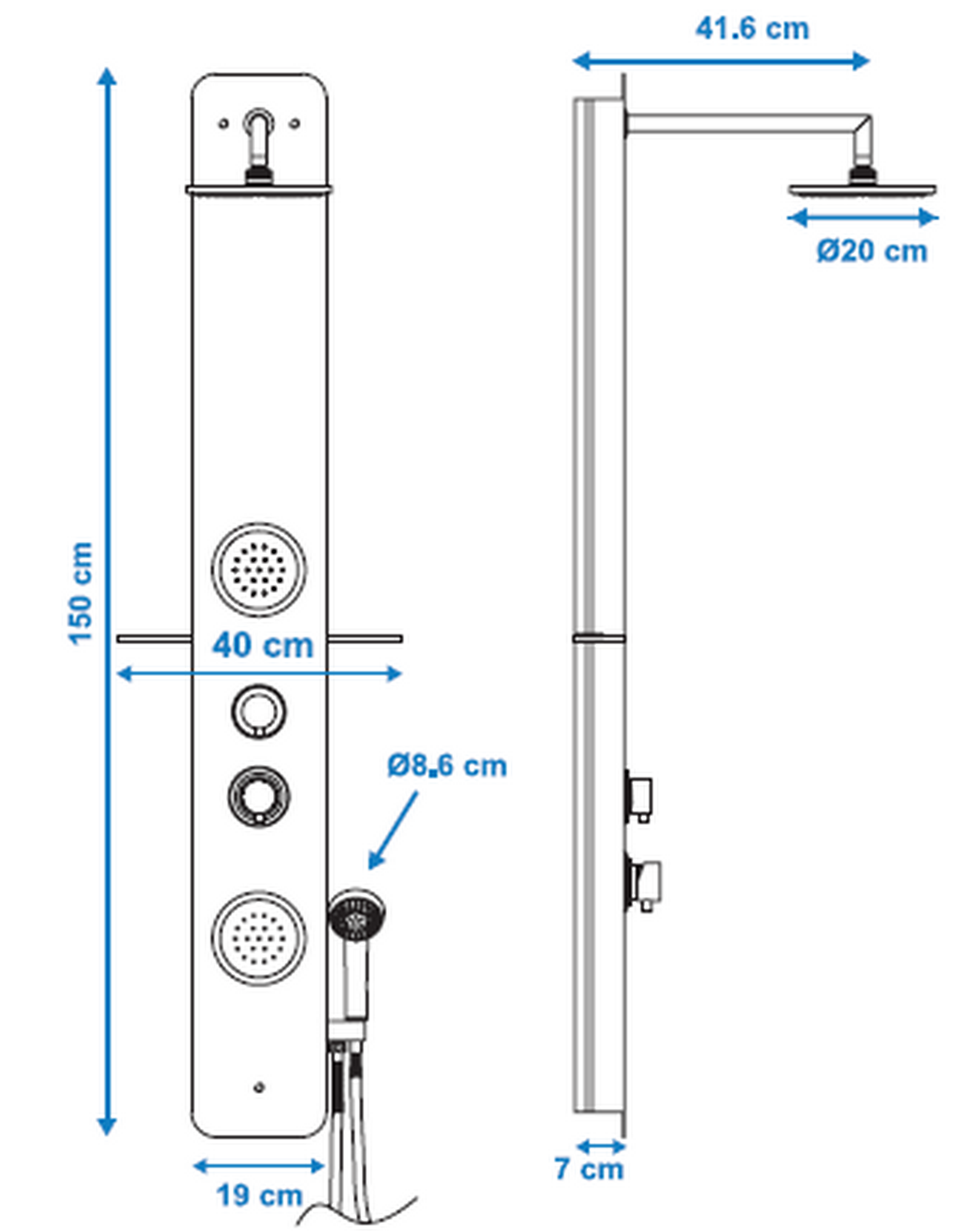 Columna de ducha hidromasaje monomando EDOUARD ROUSSEAU Midtime negro - 5