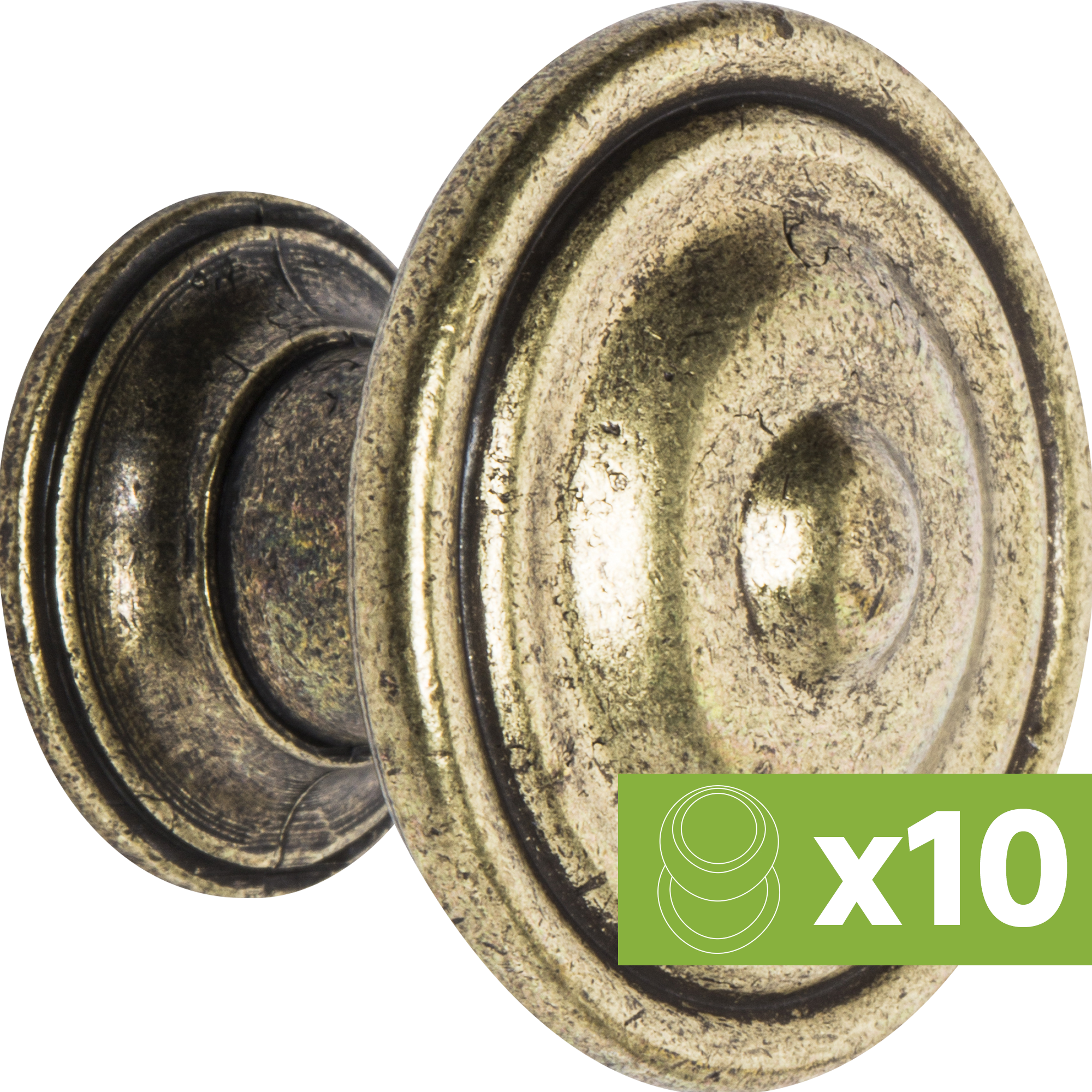 Lote 10 pomos de mueble bronce 30 mm ø