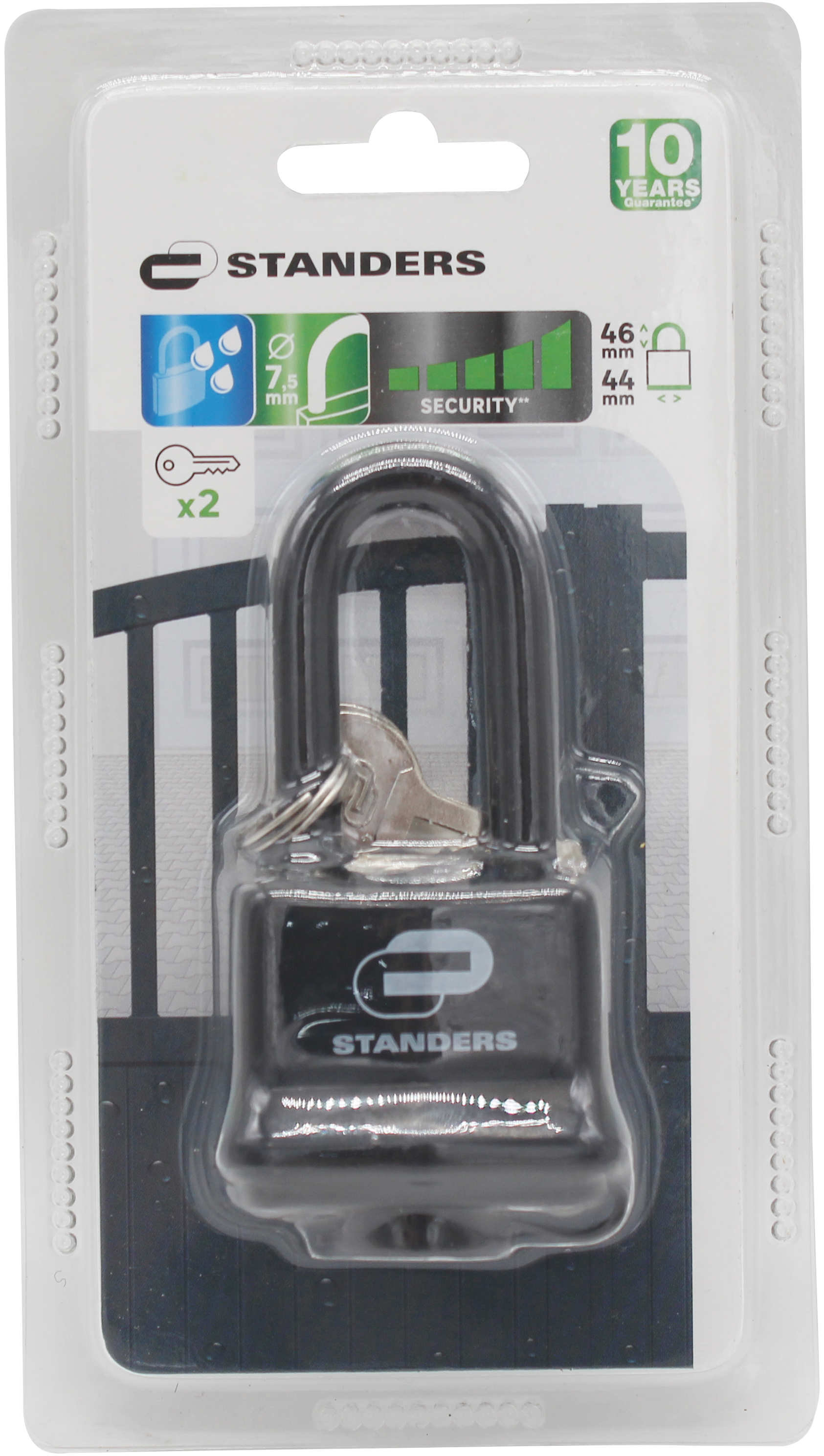 Candado con 2 llaves de doble cierre automático STANDERS, cuerpo hierro, 40 mm - 8