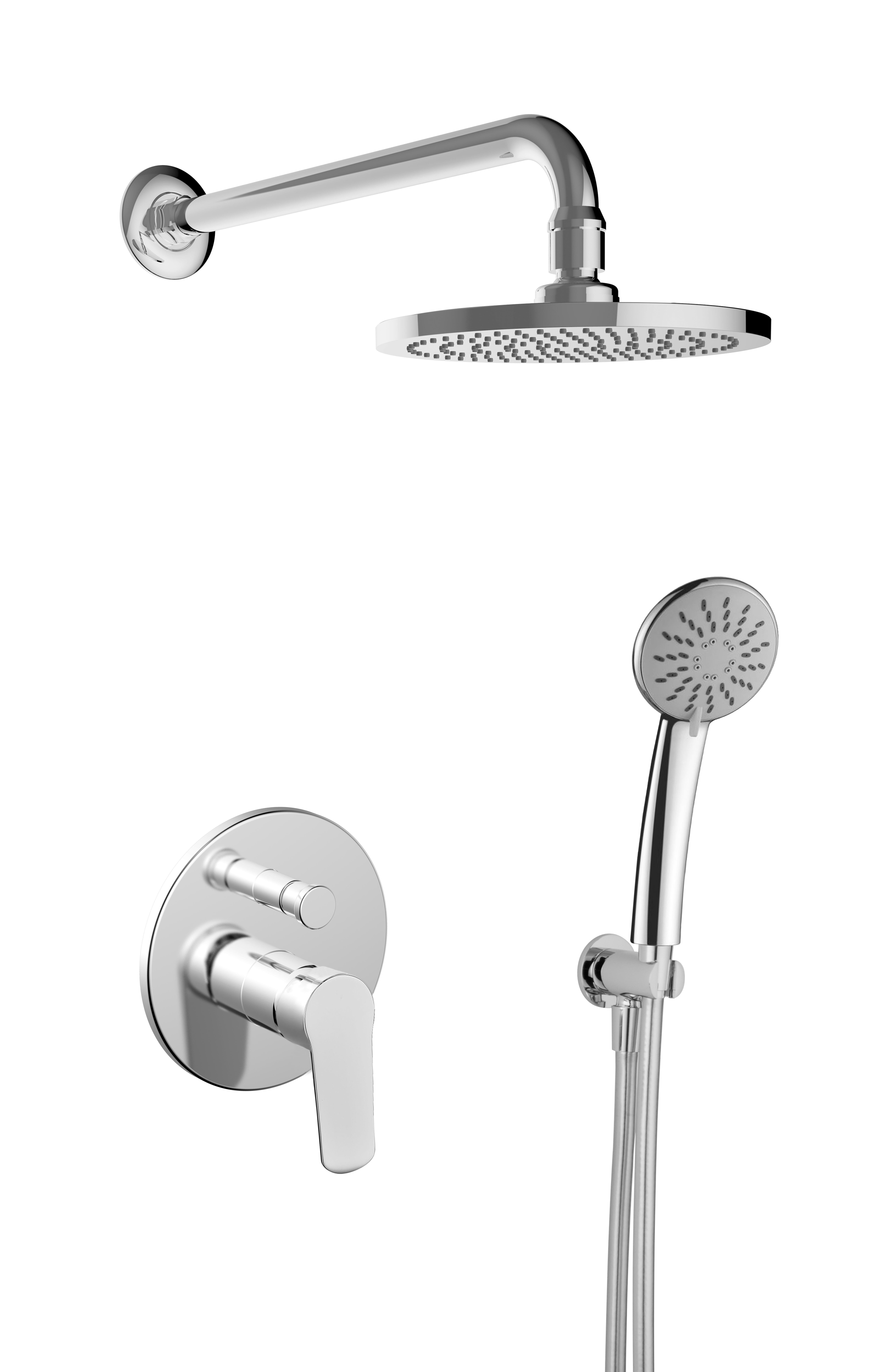 Conjunto de ducha empotrado monomando huber saturno cromo