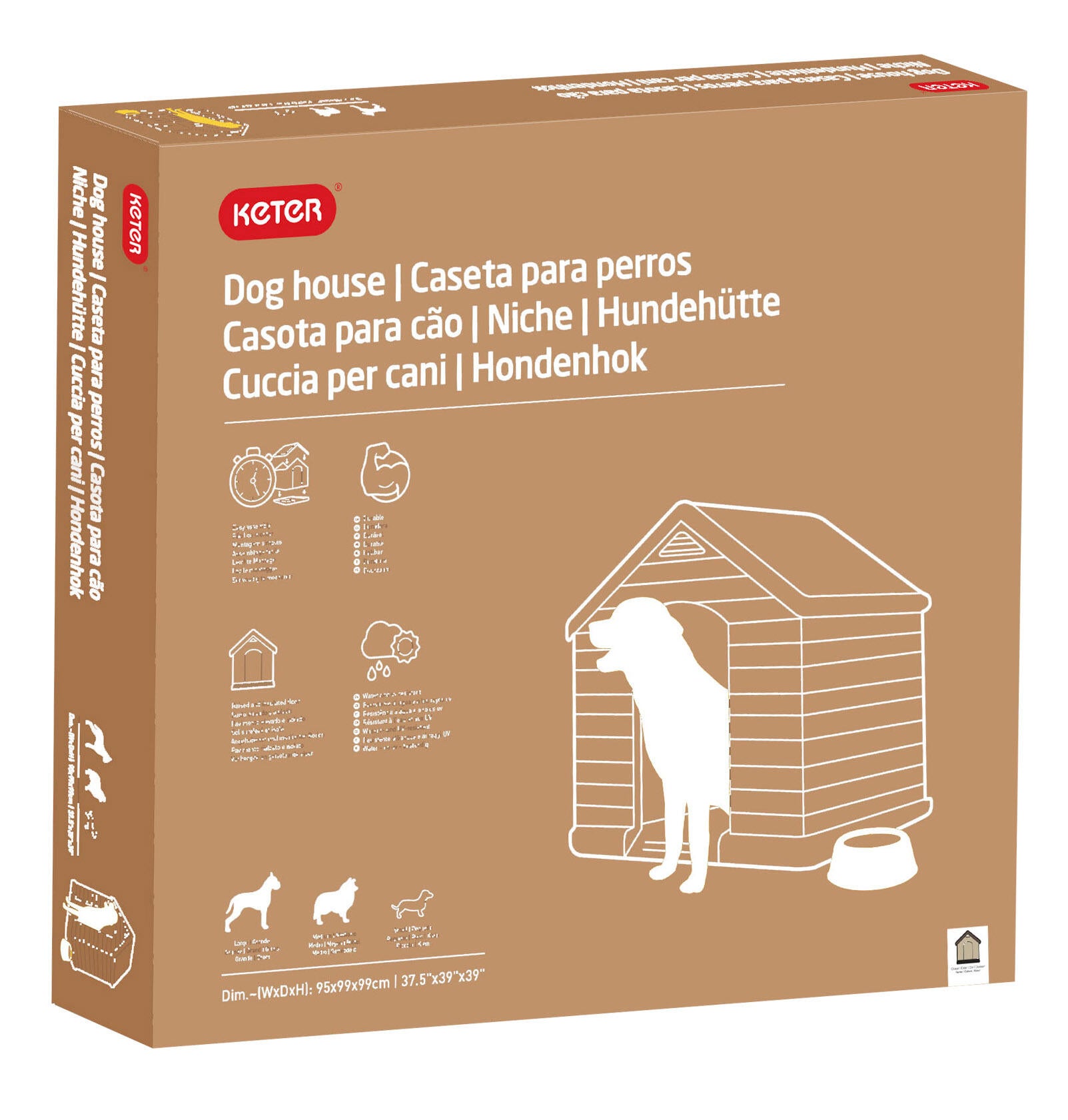 Casota de cão KETER TAUPE 99X99X95 CM - 3