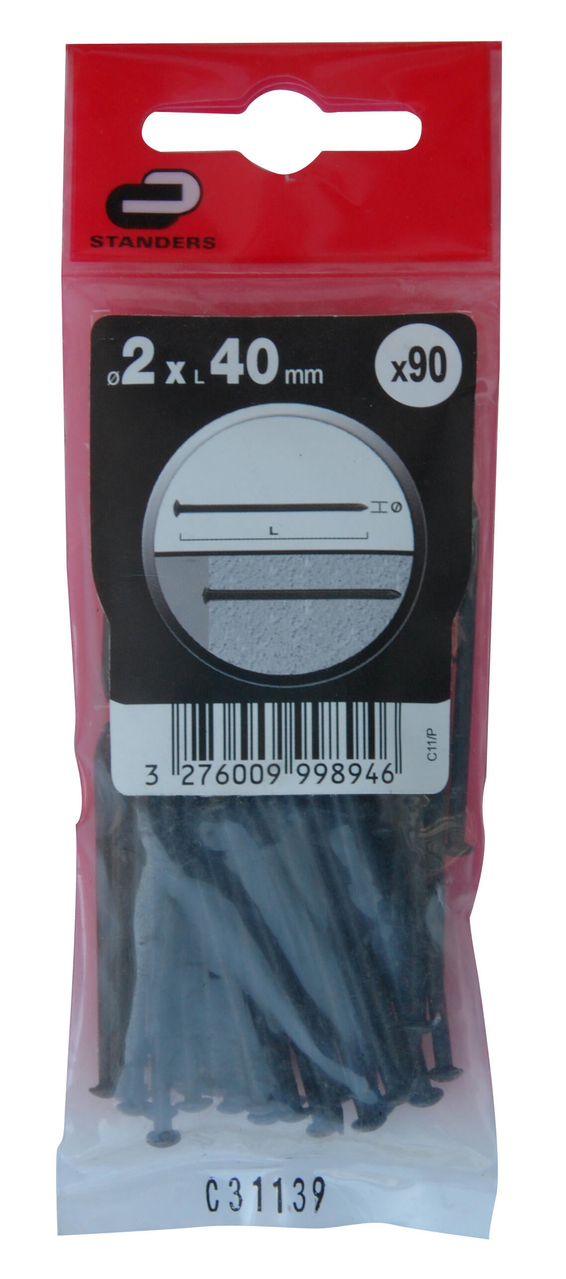 90 Pregos STANDERS CABEÇA REDONDA 2.0X40 MM - 2